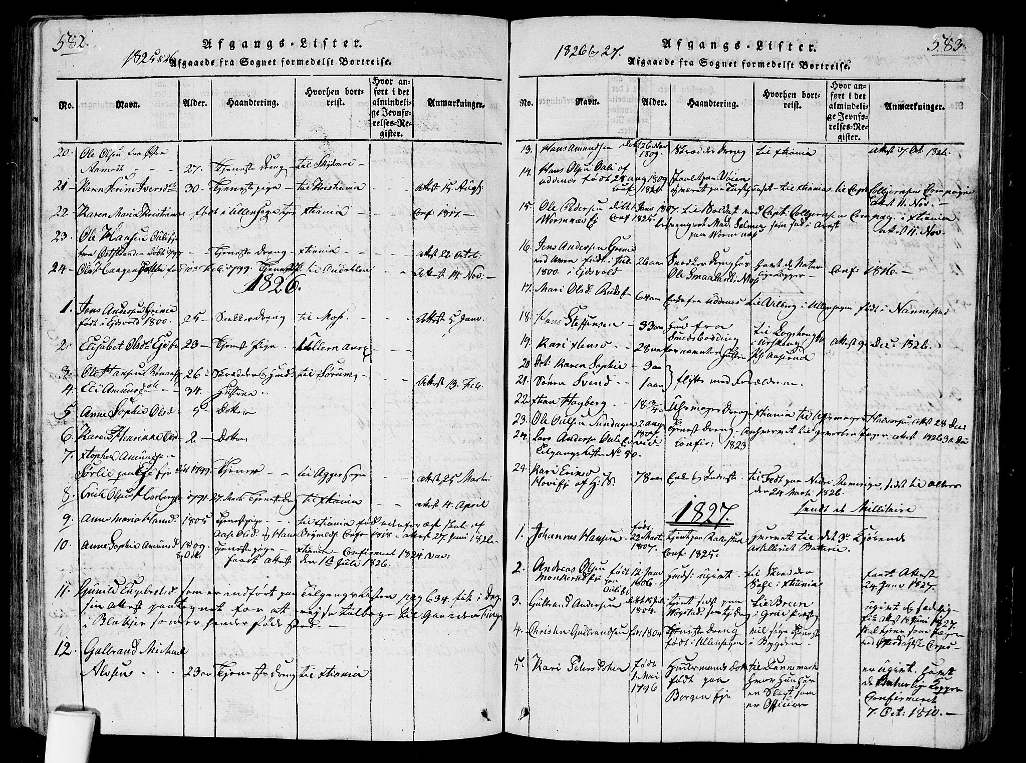 Nes prestekontor Kirkebøker, SAO/A-10410/G/Ga/L0001: Parish register (copy) no. I 1, 1815-1835, p. 582-583