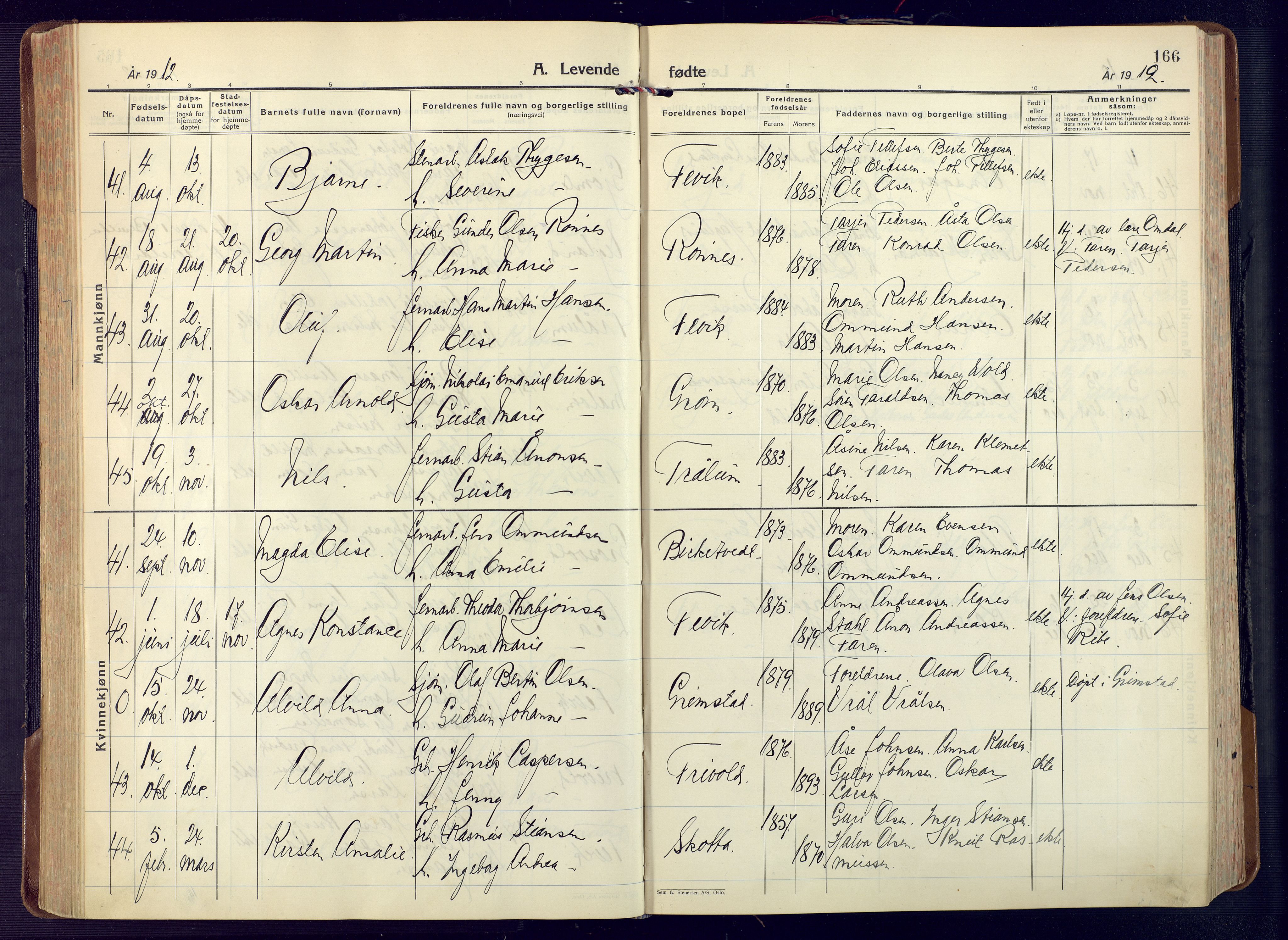 Fjære sokneprestkontor, AV/SAK-1111-0011/F/Fa/L0004: Parish register (official) no. A 4, 1902-1925, p. 166