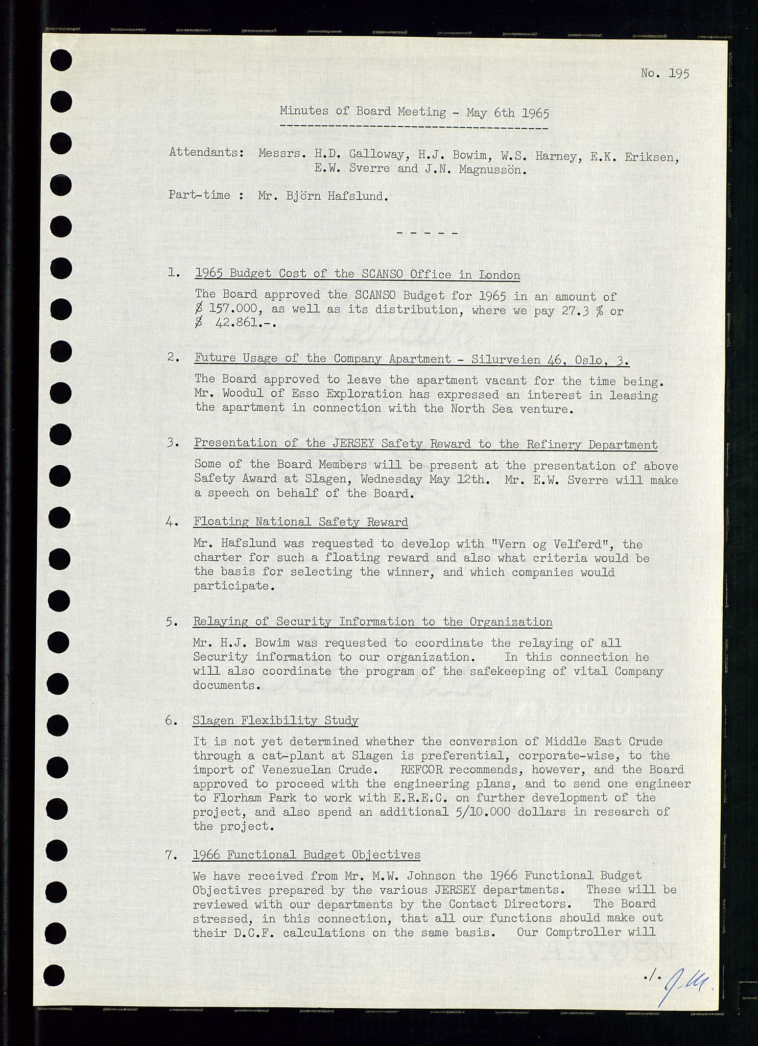 Pa 0982 - Esso Norge A/S, AV/SAST-A-100448/A/Aa/L0002/0001: Den administrerende direksjon Board minutes (styrereferater) / Den administrerende direksjon Board minutes (styrereferater), 1965, p. 114