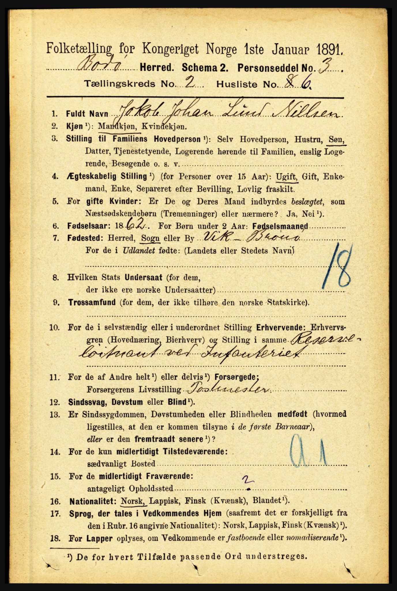 RA, 1891 census for 1843 Bodø, 1891, p. 727