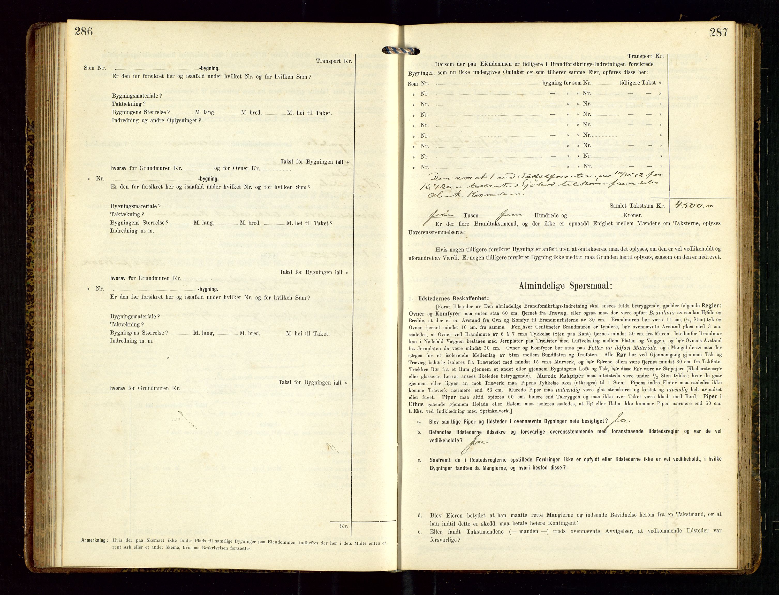 Sokndal lensmannskontor, AV/SAST-A-100417/Gob/L0003: "Brandtakst-Protokol", 1914-1917, p. 286-287