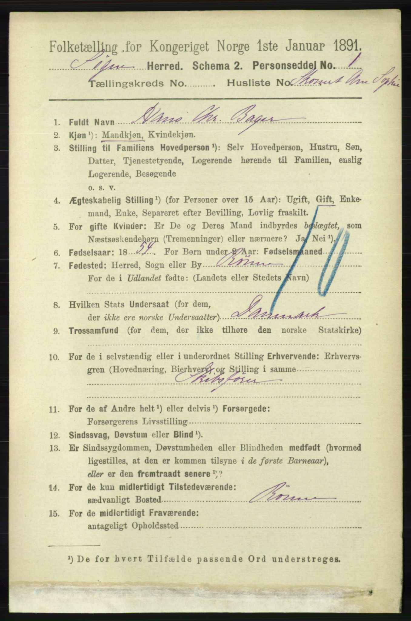 RA, 1891 census for 1018 Søgne, 1891, p. 4870