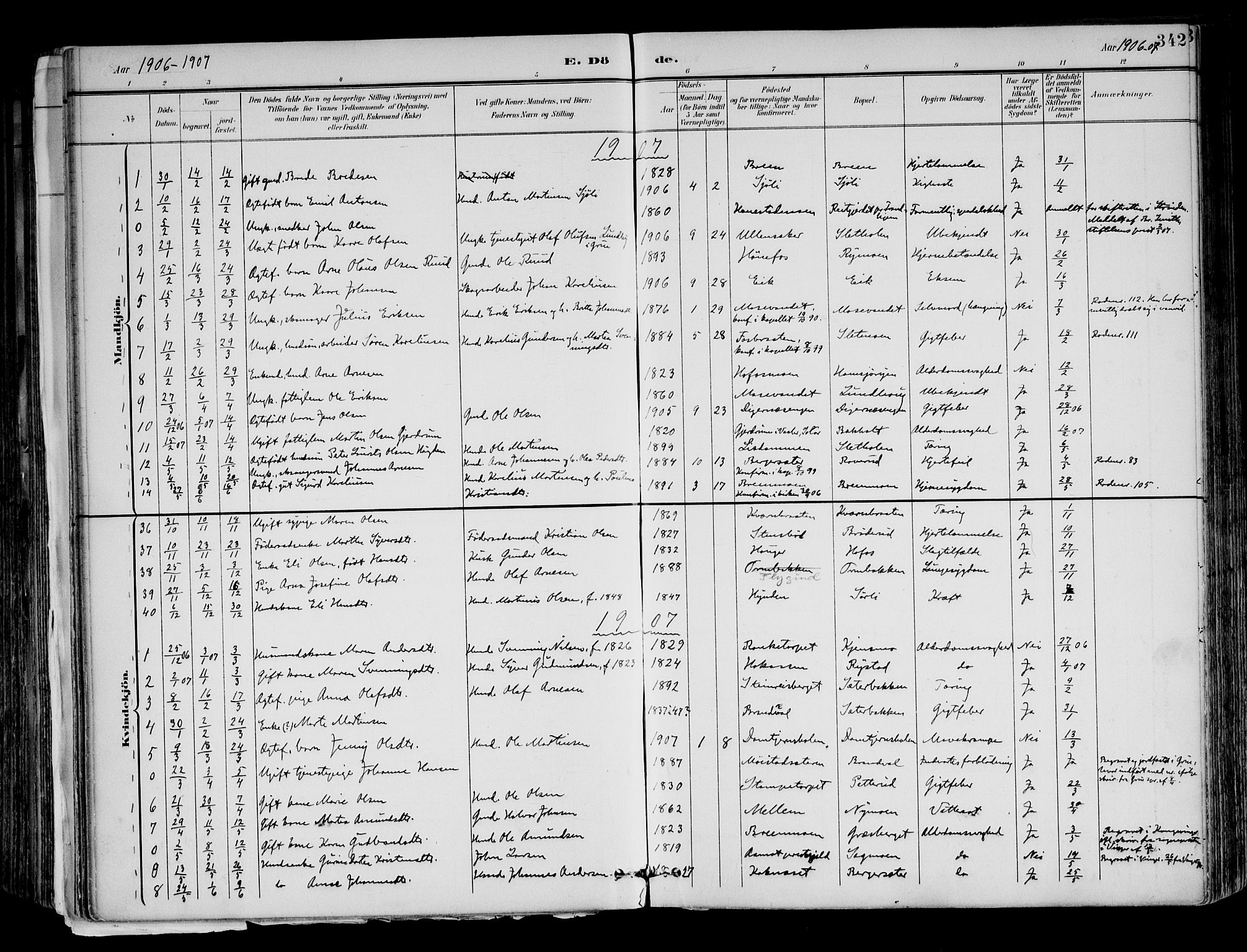 Brandval prestekontor, SAH/PREST-034/H/Ha/Haa/L0003: Parish register (official) no. 3, 1894-1909, p. 342
