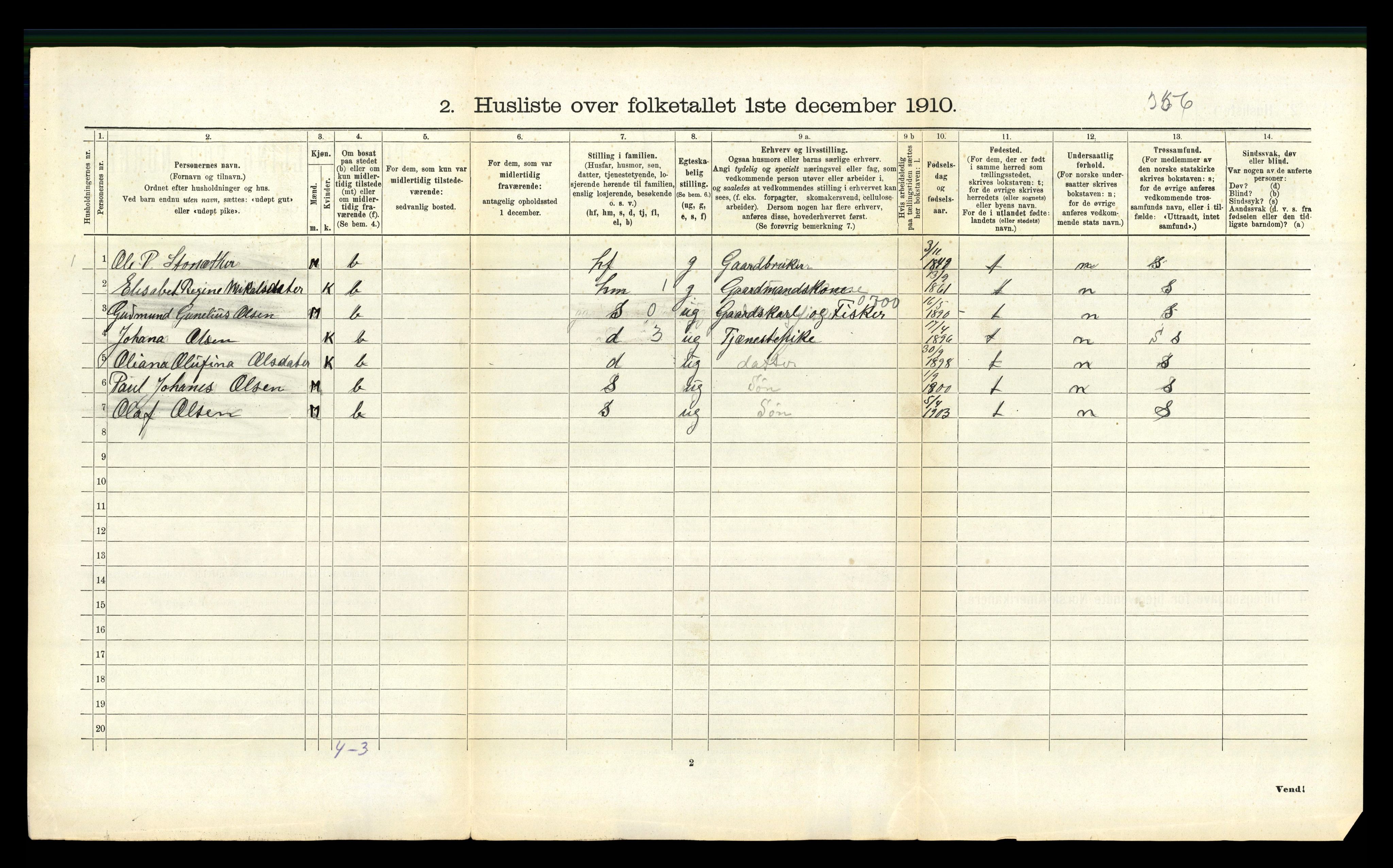 RA, 1910 census for Steigen, 1910, p. 338