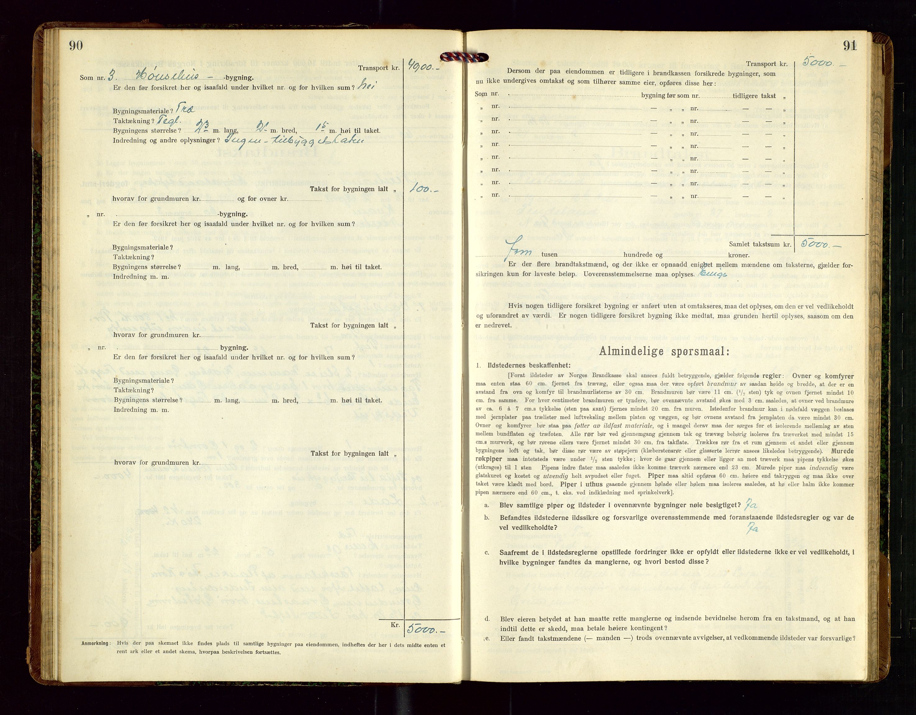 Nedstrand lensmannskontor, SAST/A-100236/Gob/L0002: "Brandtakstprotokol for Nerstrand lensmandsdistrikt Rogaland Fylke", 1916-1949, p. 90-91