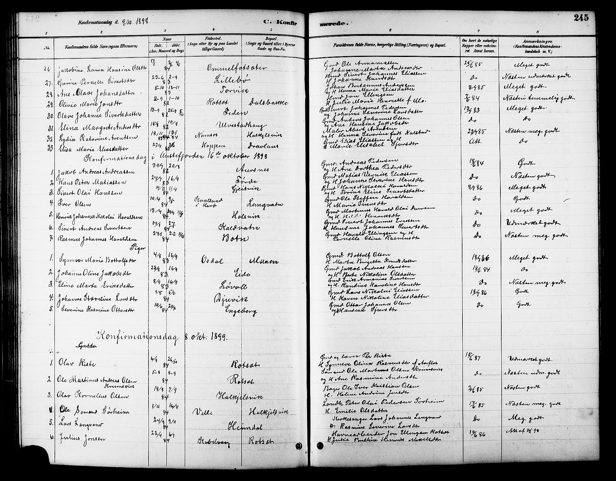 Ministerialprotokoller, klokkerbøker og fødselsregistre - Møre og Romsdal, AV/SAT-A-1454/511/L0158: Parish register (copy) no. 511C04, 1884-1903, p. 245