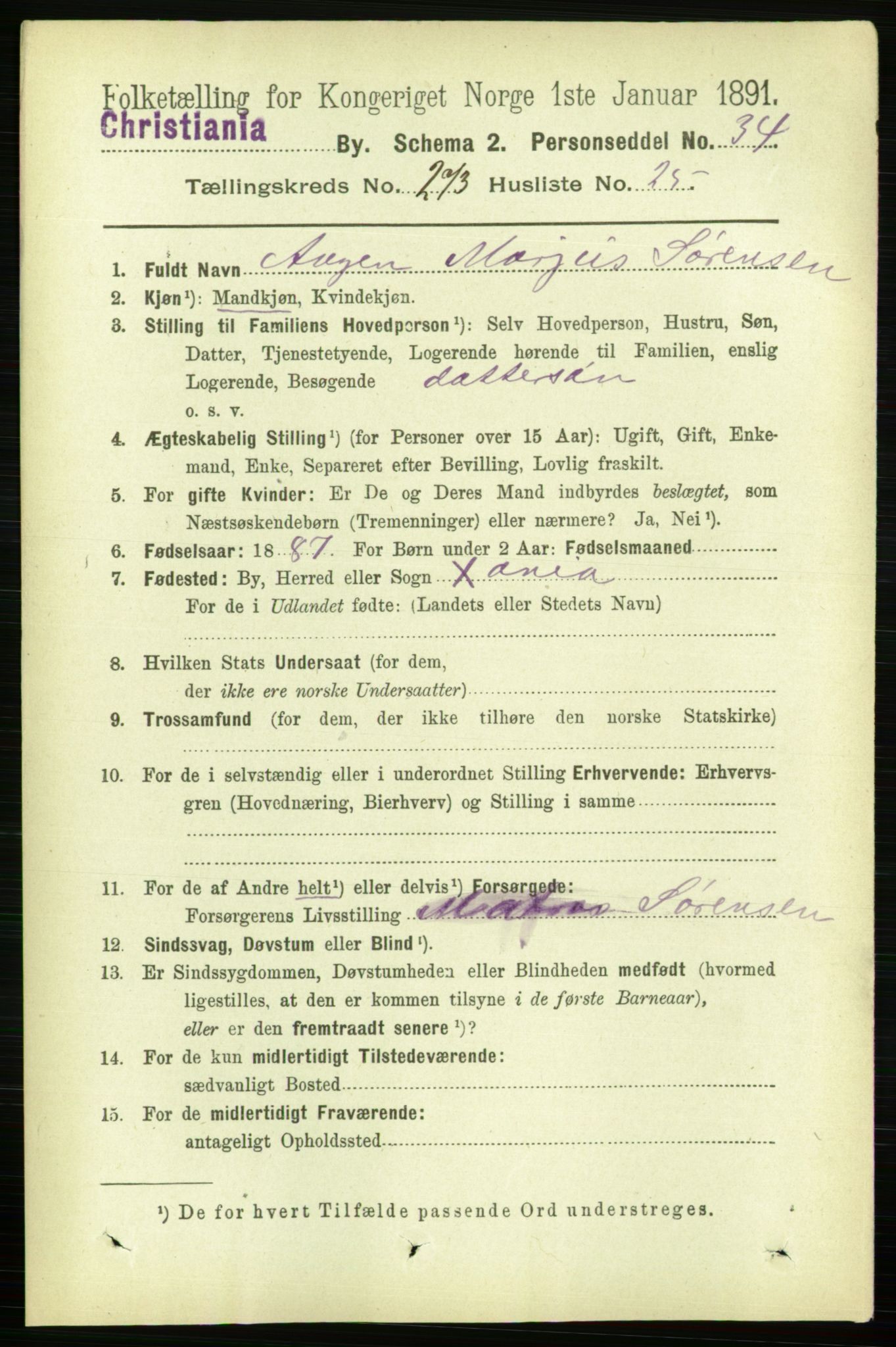 RA, 1891 census for 0301 Kristiania, 1891, p. 166264