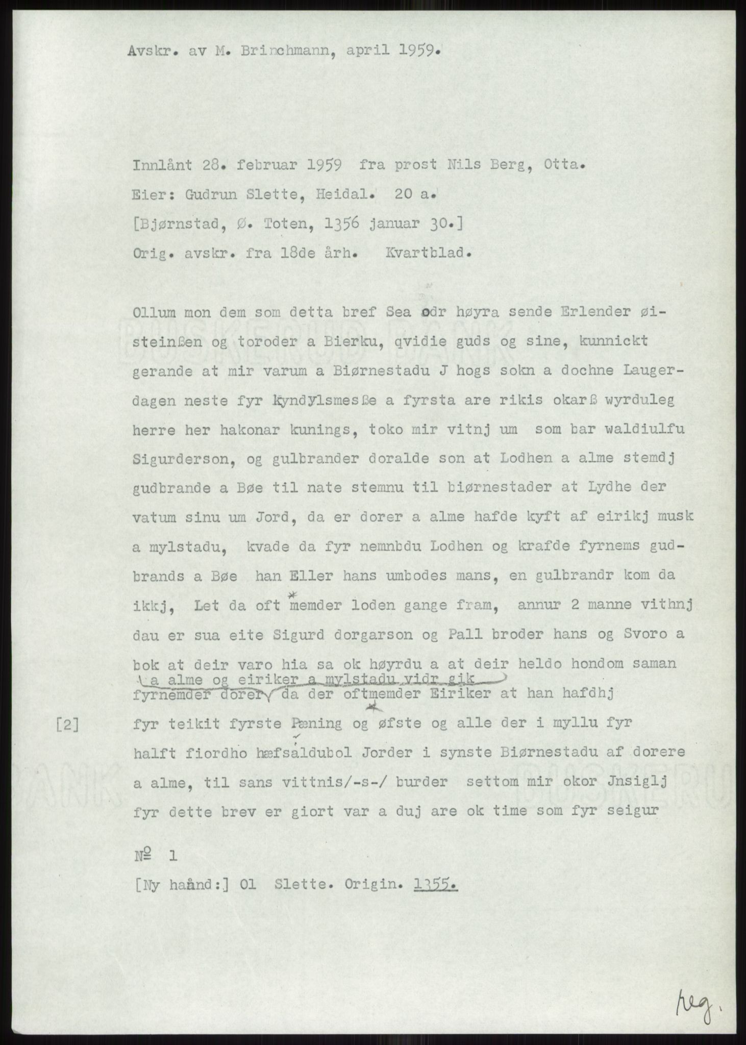 Samlinger til kildeutgivelse, Diplomavskriftsamlingen, AV/RA-EA-4053/H/Ha, p. 52