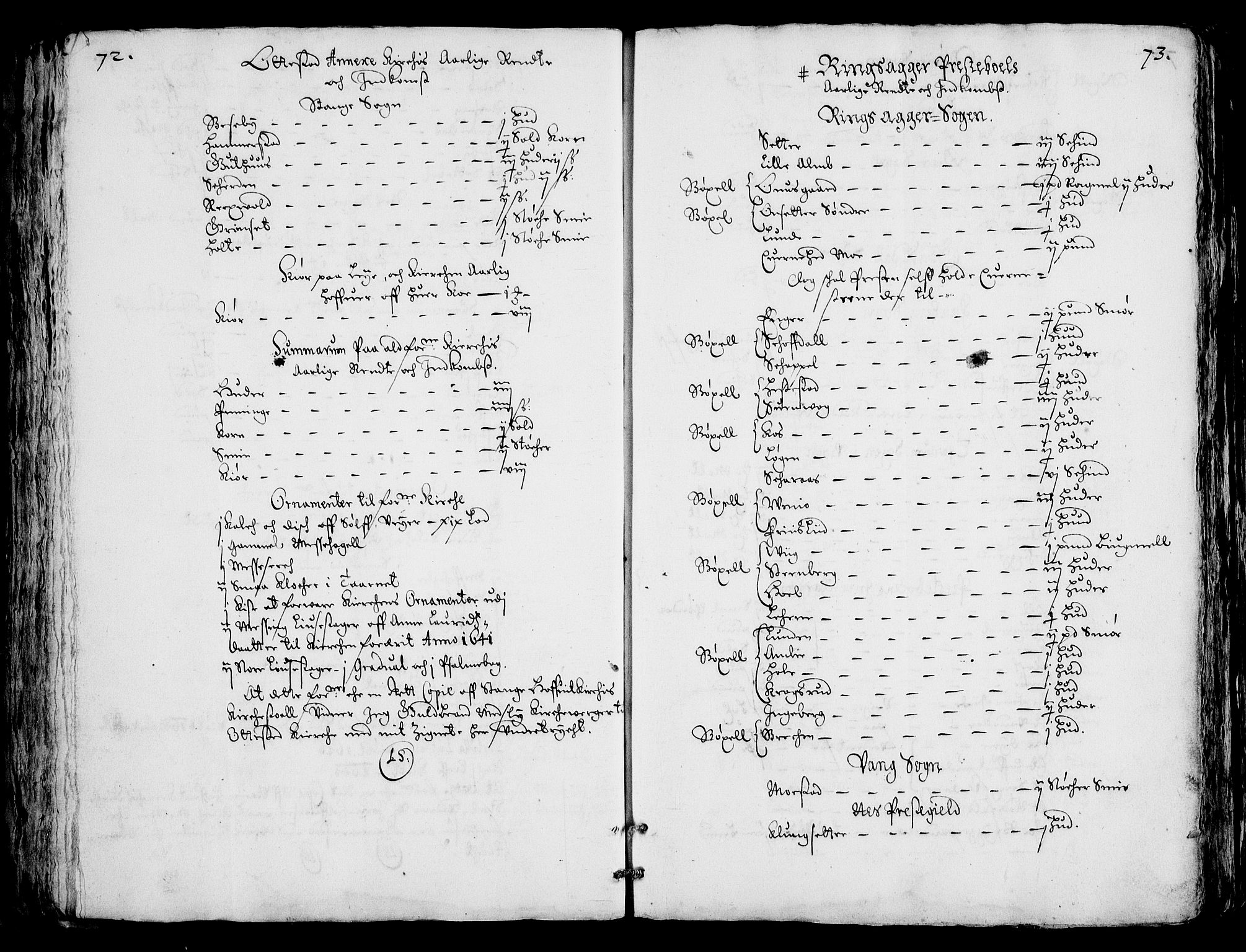 Rentekammeret inntil 1814, Realistisk ordnet avdeling, AV/RA-EA-4070/Fc/Fca/L0001/0004: [Ca I]  Akershus stift / Jordebok over kirkene og prestebolene i Oslo og Hamar stift, 1664, p. 72-73