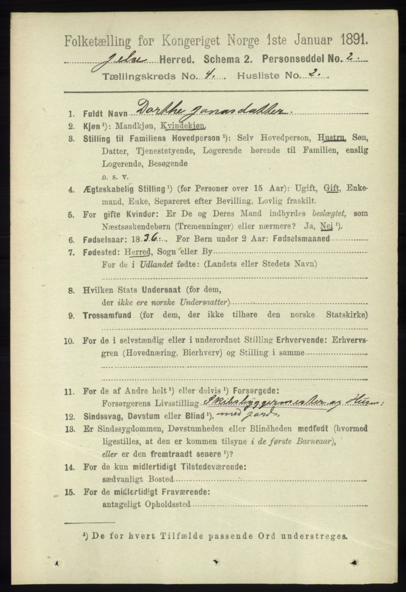 RA, 1891 census for 1138 Jelsa, 1891, p. 711