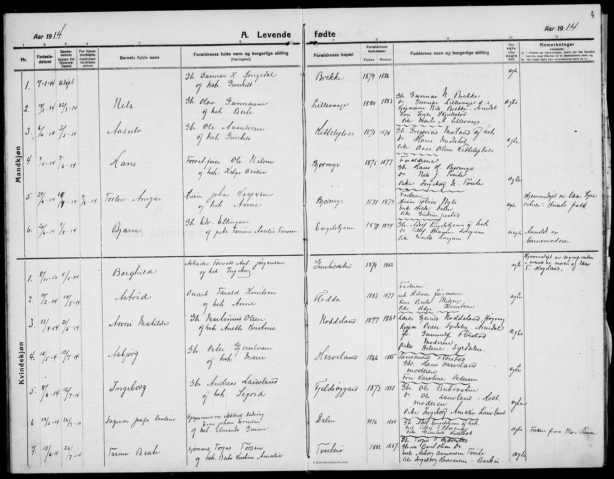 Austre Moland sokneprestkontor, SAK/1111-0001/F/Fb/Fba/L0005: Parish register (copy) no. B 4b, 1914-1935, p. 4