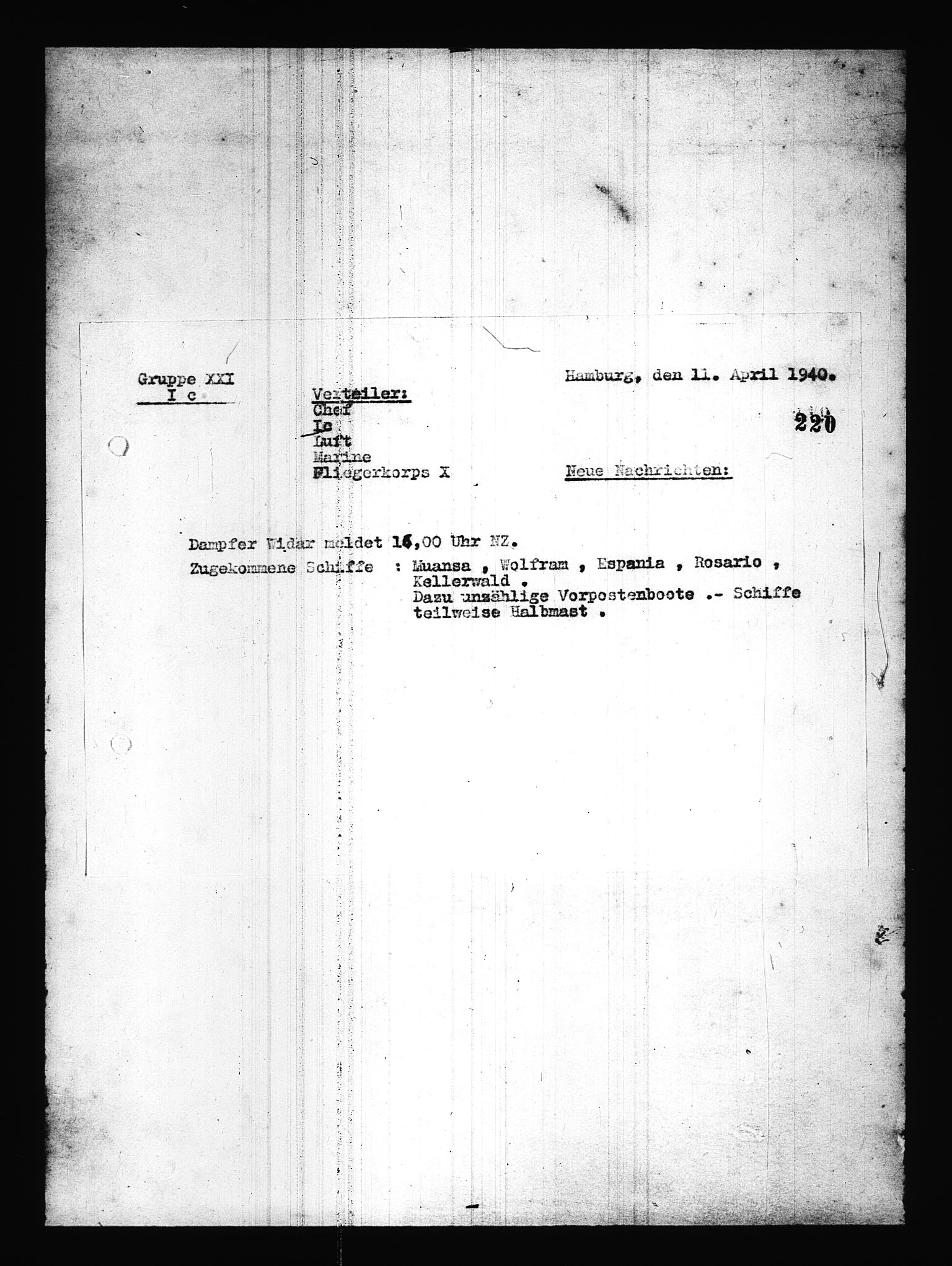Documents Section, AV/RA-RAFA-2200/V/L0085: Amerikansk mikrofilm "Captured German Documents".
Box No. 724.  FKA jnr. 615/1954., 1940-1941, p. 32