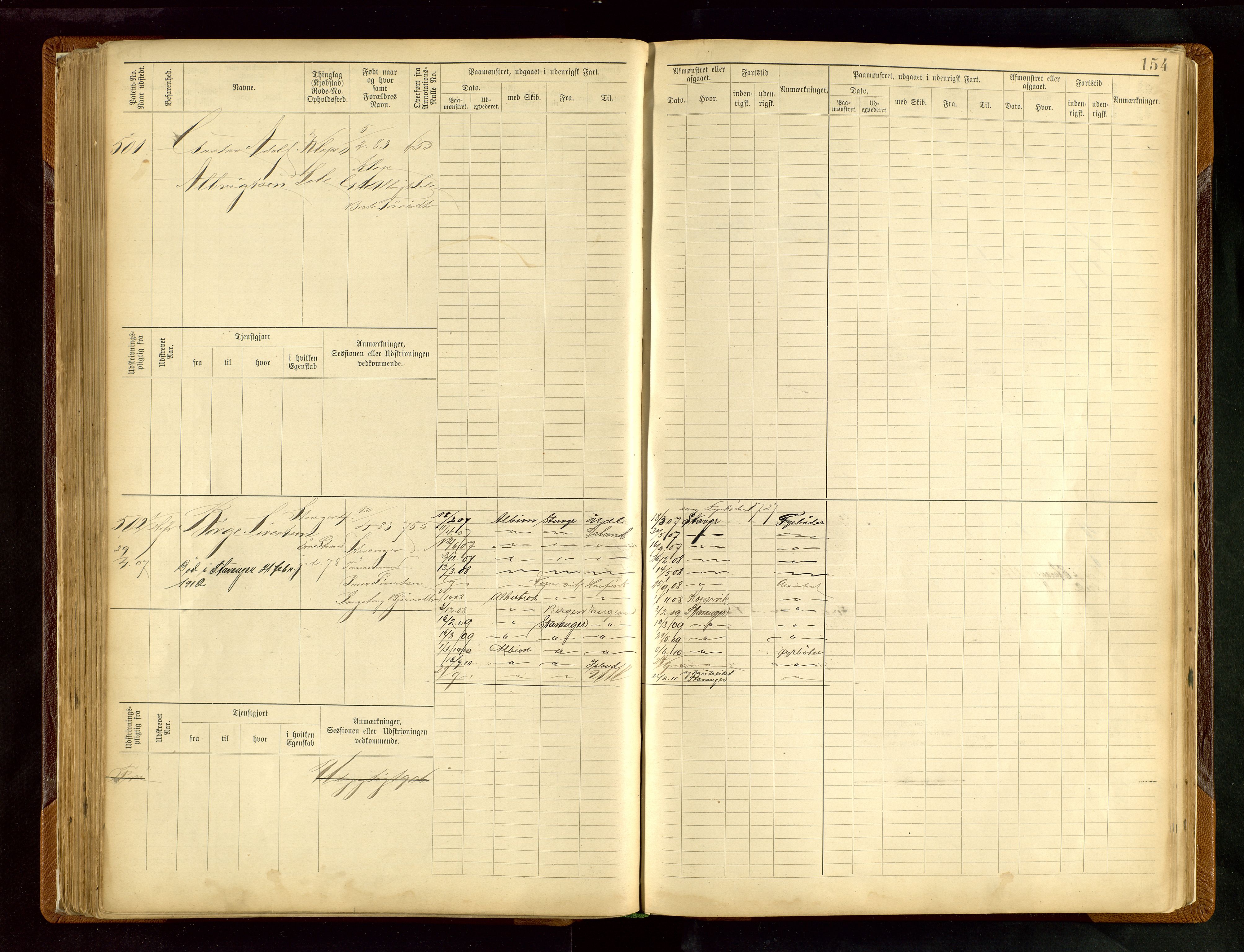 Stavanger sjømannskontor, AV/SAST-A-102006/F/Fe/L0005: Maskinist- og fyrbøterrulle, patentnr. 195-781 (dublett), 1894-1922, p. 159