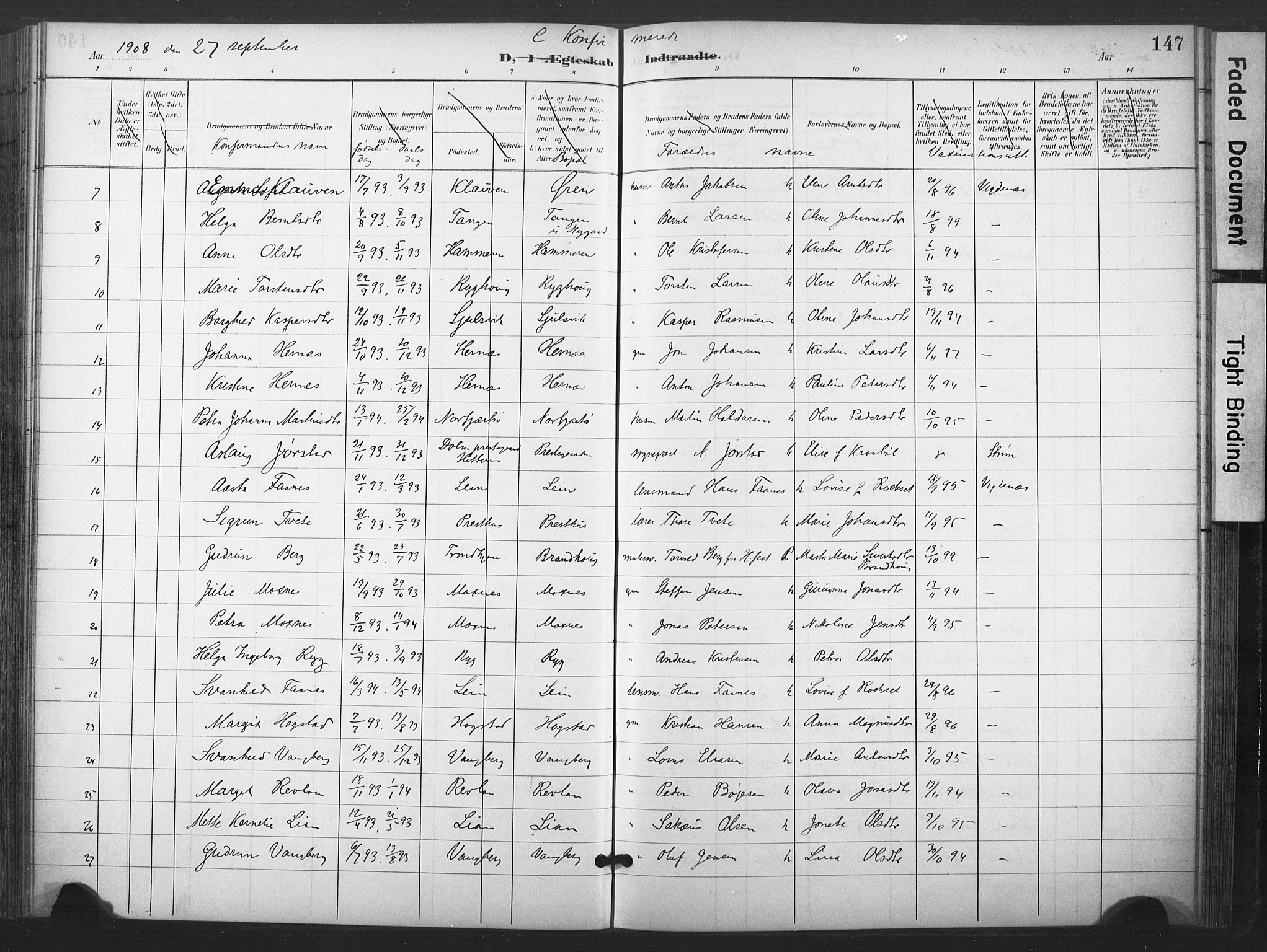 Ministerialprotokoller, klokkerbøker og fødselsregistre - Nord-Trøndelag, SAT/A-1458/713/L0122: Parish register (official) no. 713A11, 1899-1910, p. 147