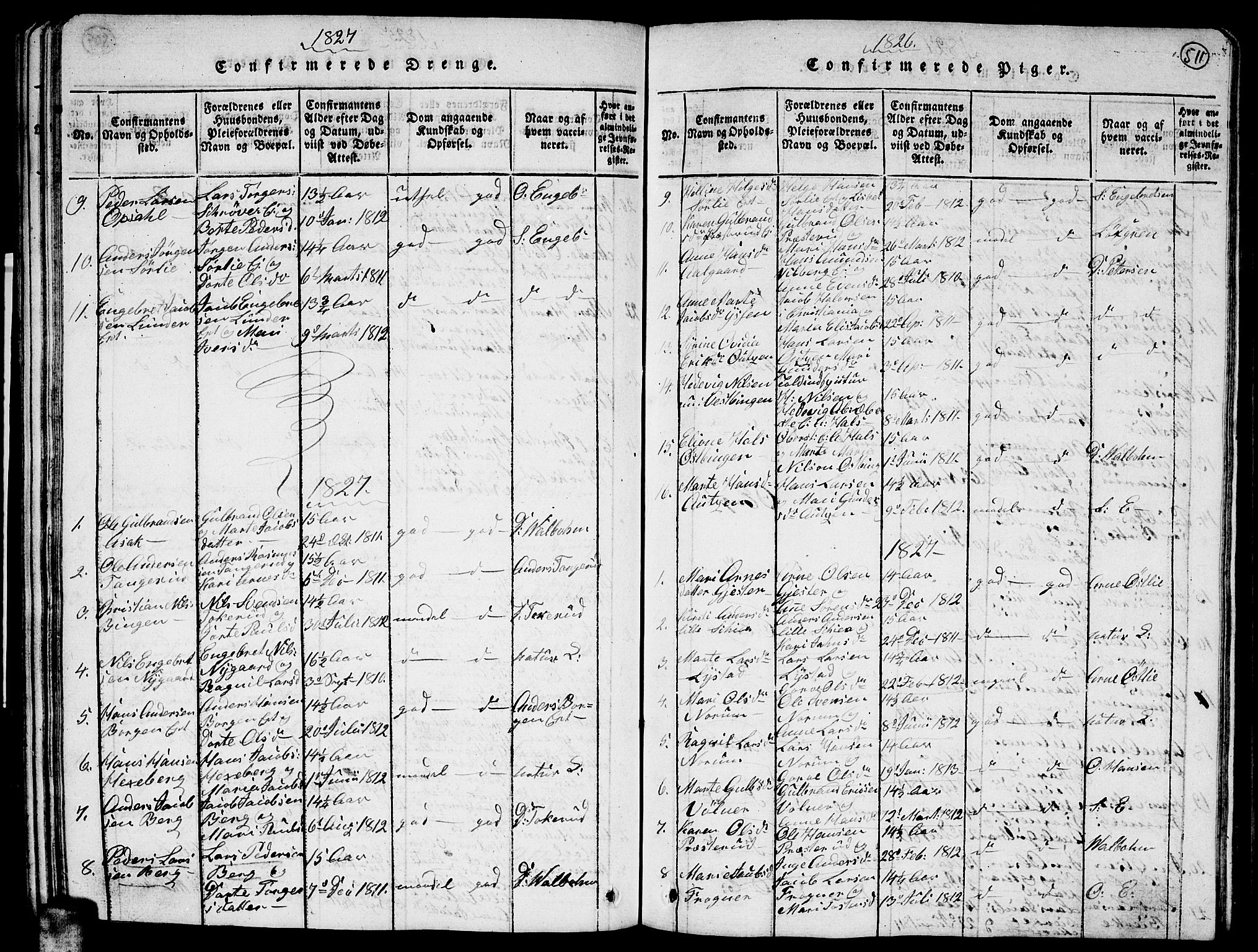 Sørum prestekontor Kirkebøker, SAO/A-10303/G/Ga/L0001: Parish register (copy) no. I 1, 1814-1829, p. 510-511