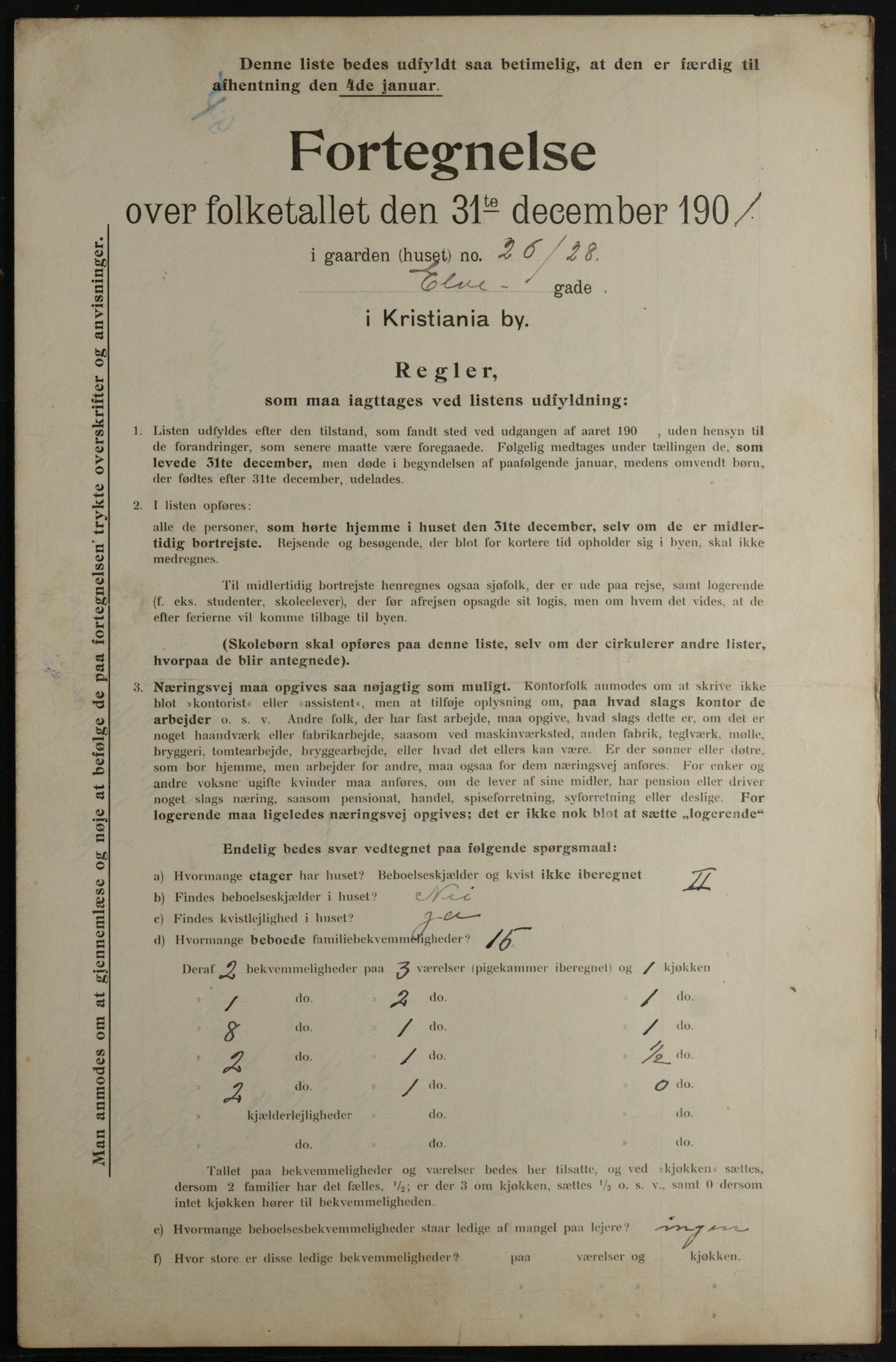 OBA, Municipal Census 1901 for Kristiania, 1901, p. 3331