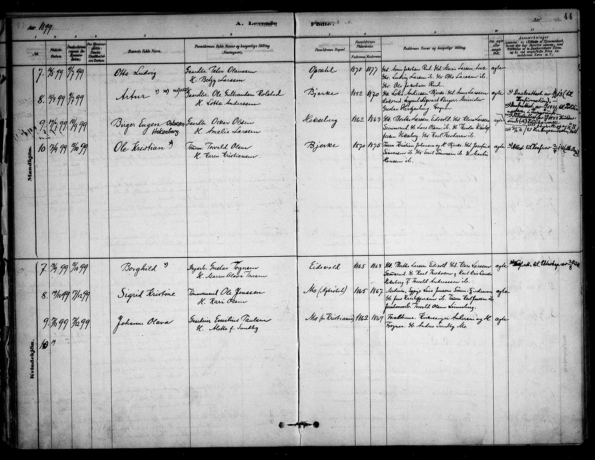 Sørum prestekontor Kirkebøker, AV/SAO-A-10303/F/Fb/L0001: Parish register (official) no. II 1, 1878-1915, p. 44