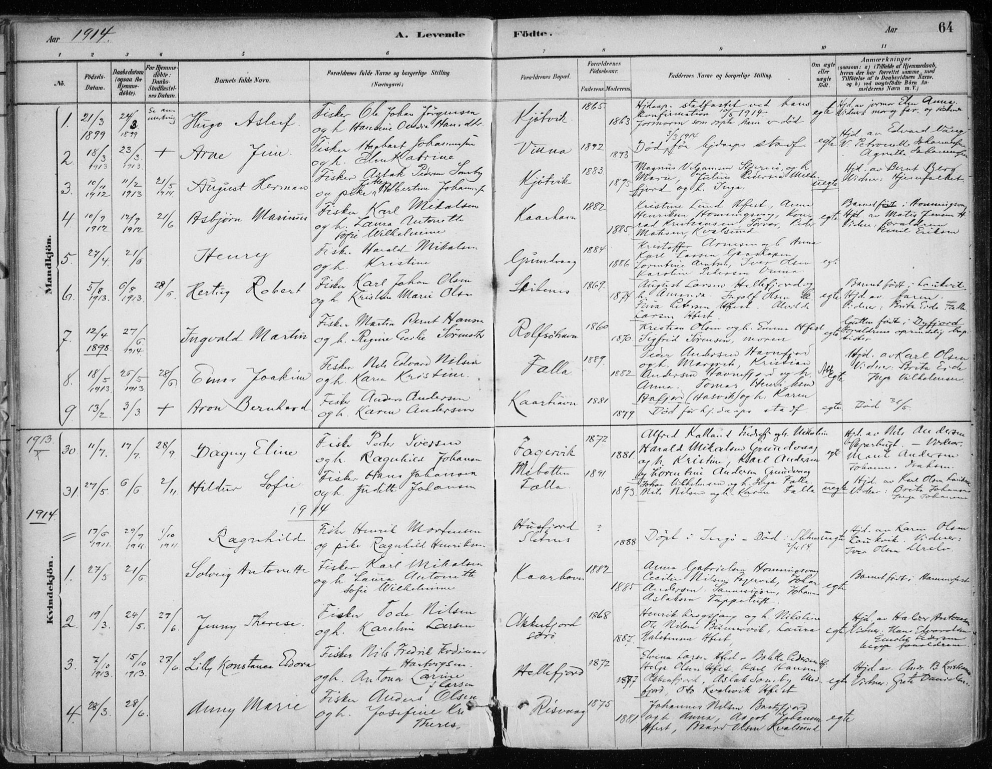 Hammerfest sokneprestkontor, SATØ/S-1347/H/Ha/L0013.kirke: Parish register (official) no. 13, 1898-1917, p. 64