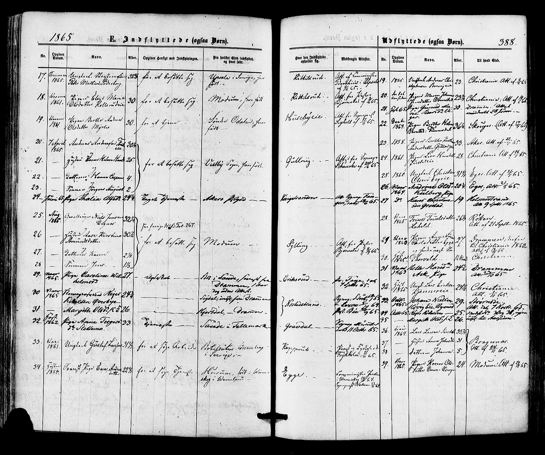 Lier kirkebøker, AV/SAKO-A-230/F/Fa/L0013: Parish register (official) no. I 13, 1865-1874, p. 388