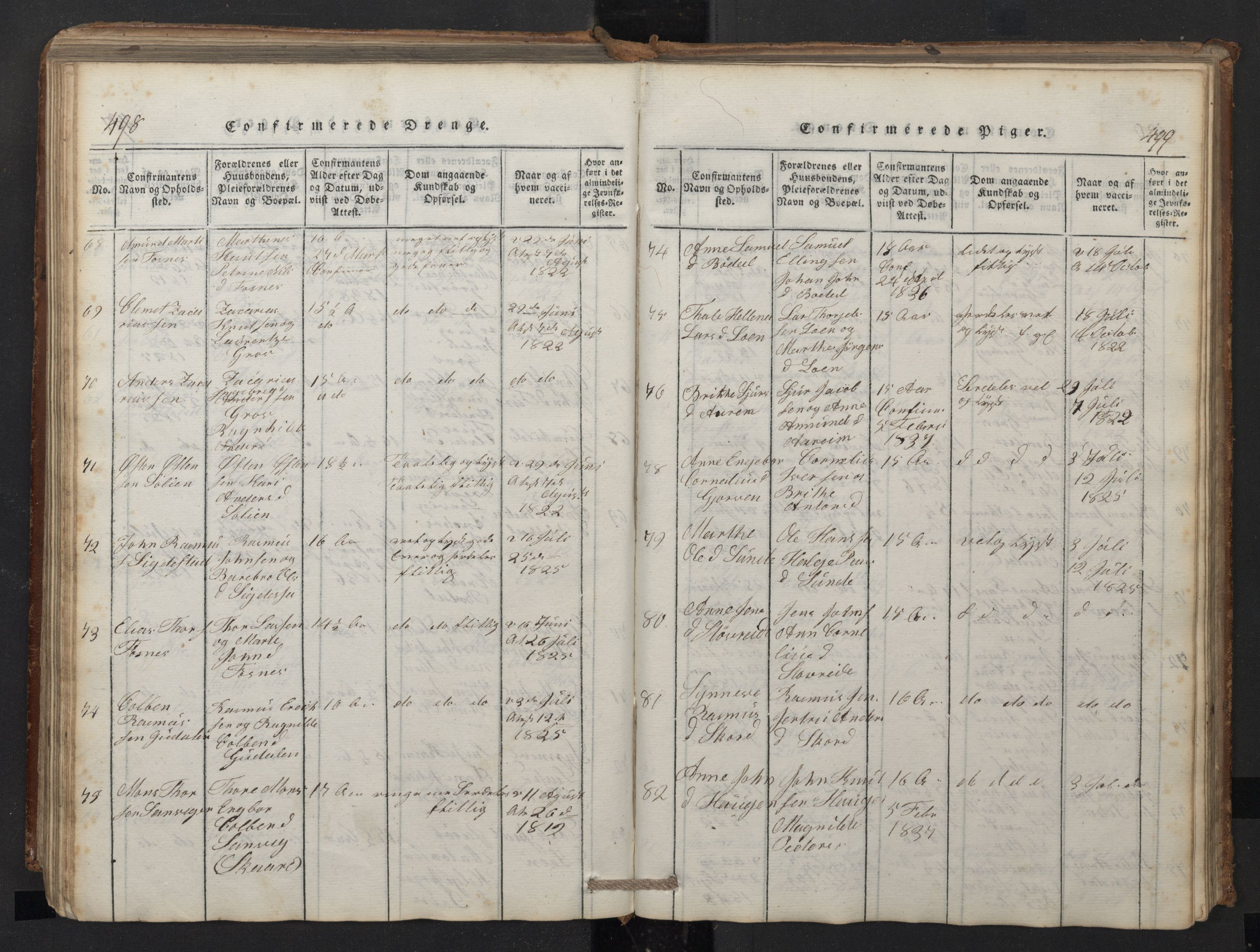 Stryn Sokneprestembete, AV/SAB-A-82501: Parish register (copy) no. A 1, 1816-1844, p. 498-499