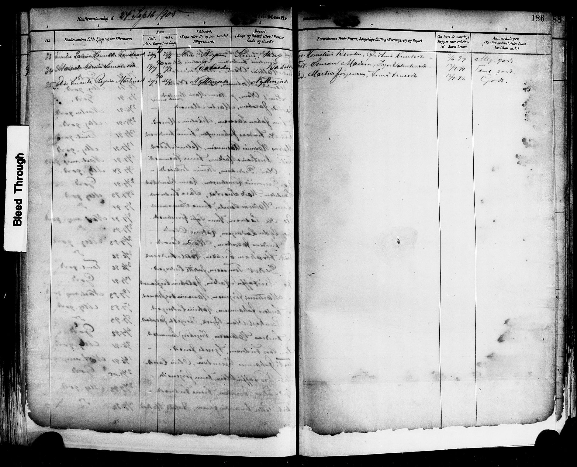 Kinn sokneprestembete, AV/SAB-A-80801/H/Hab/Haba/L0002: Parish register (copy) no. A 2, 1882-1906, p. 186