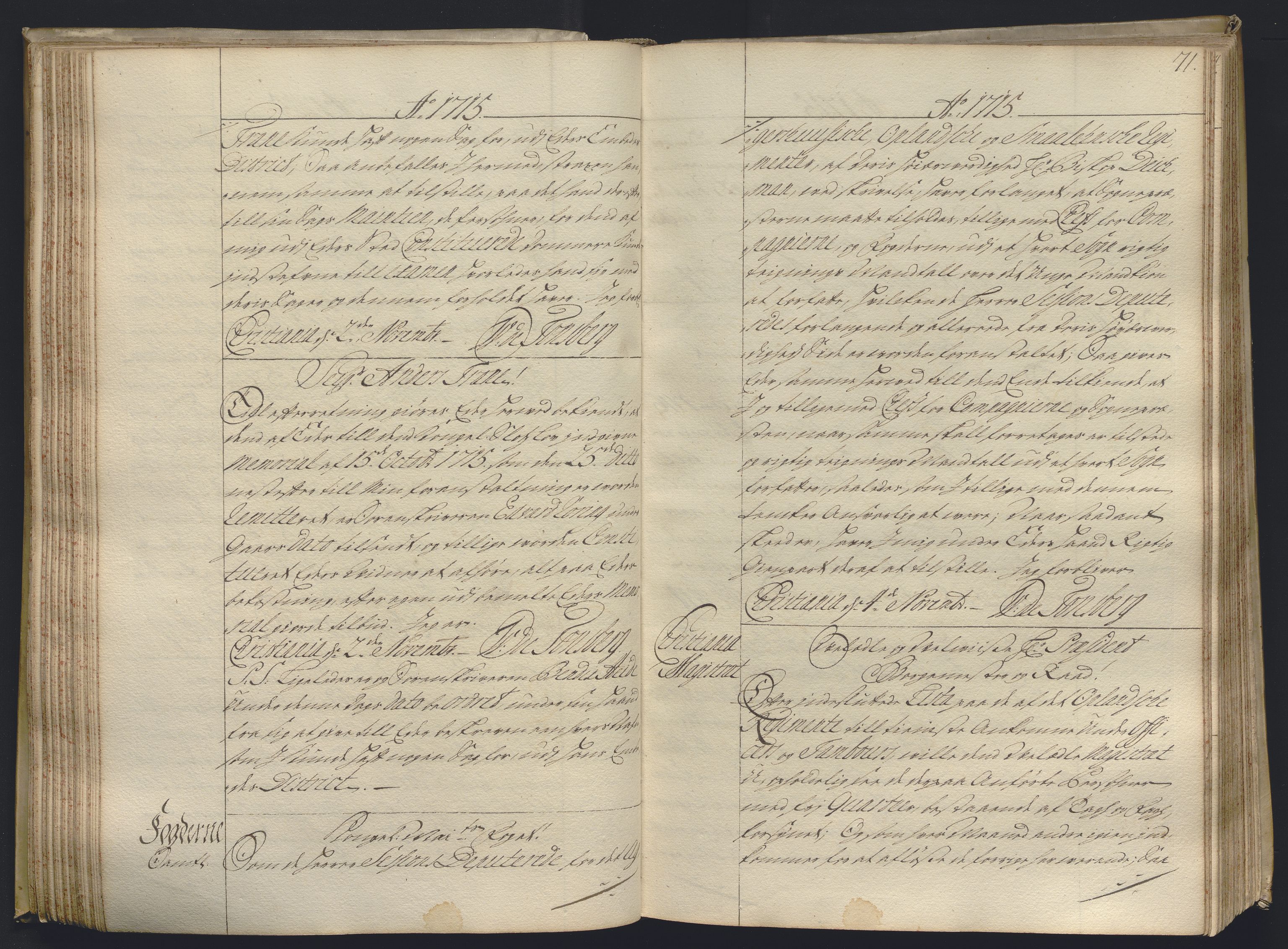 Kristiania stiftamt, AV/SAO-A-10386/B/Ba/L0004: Kopibok, 1715-1717, p. 70b-71a