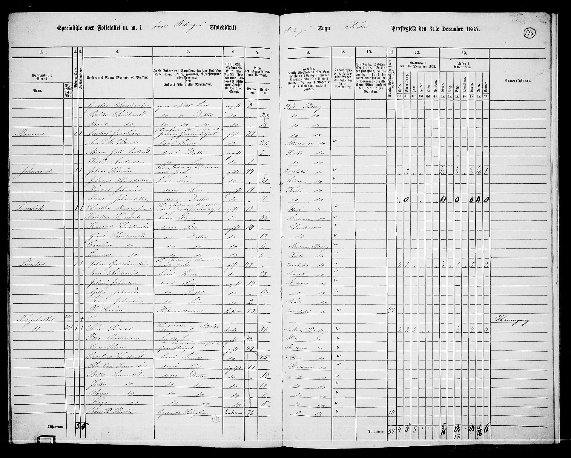 RA, 1865 census for Fet, 1865, p. 165
