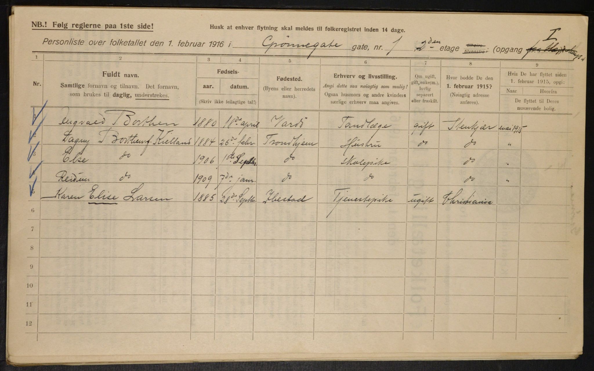 OBA, Municipal Census 1916 for Kristiania, 1916, p. 32809