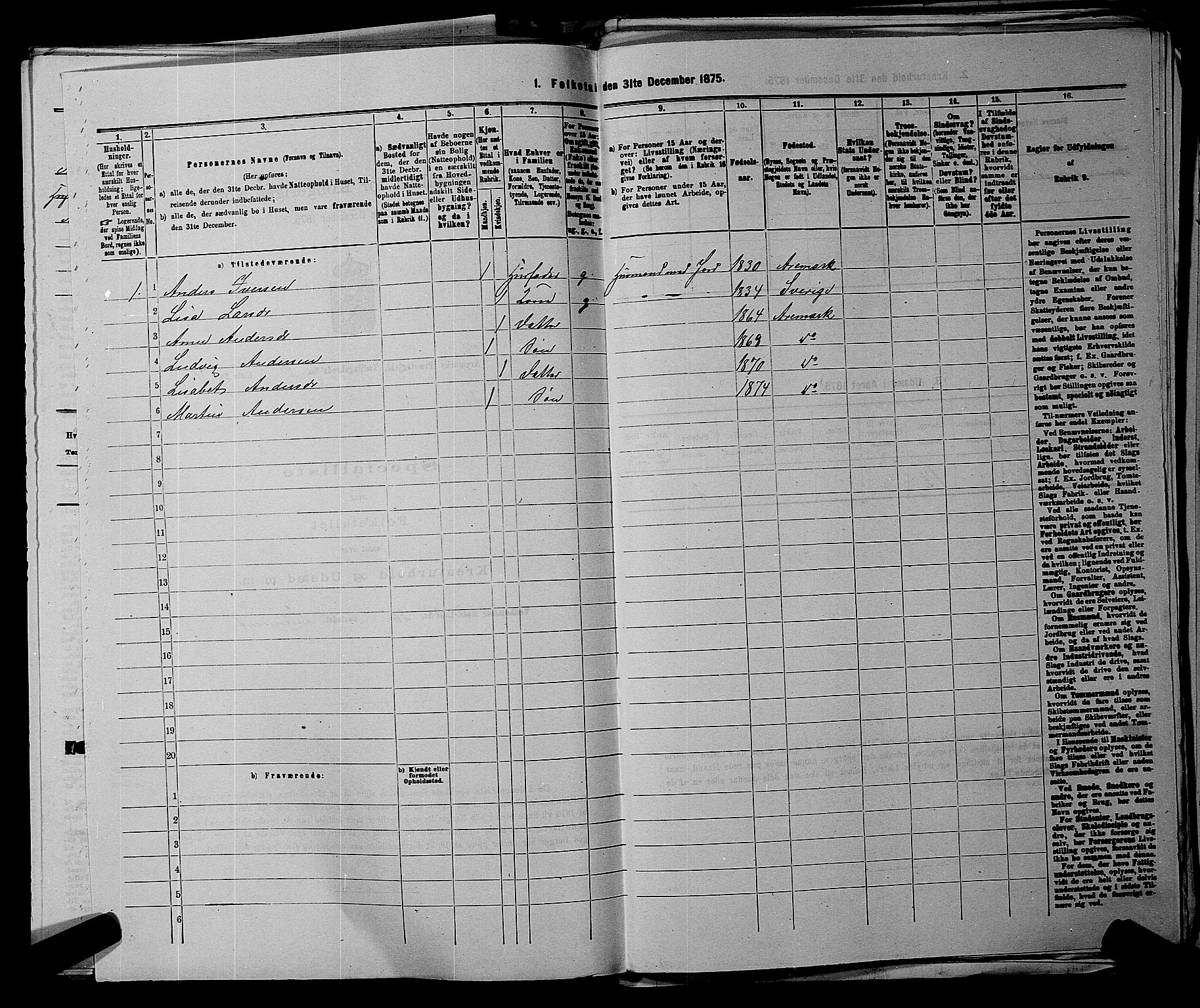 RA, 1875 census for 0118P Aremark, 1875, p. 250