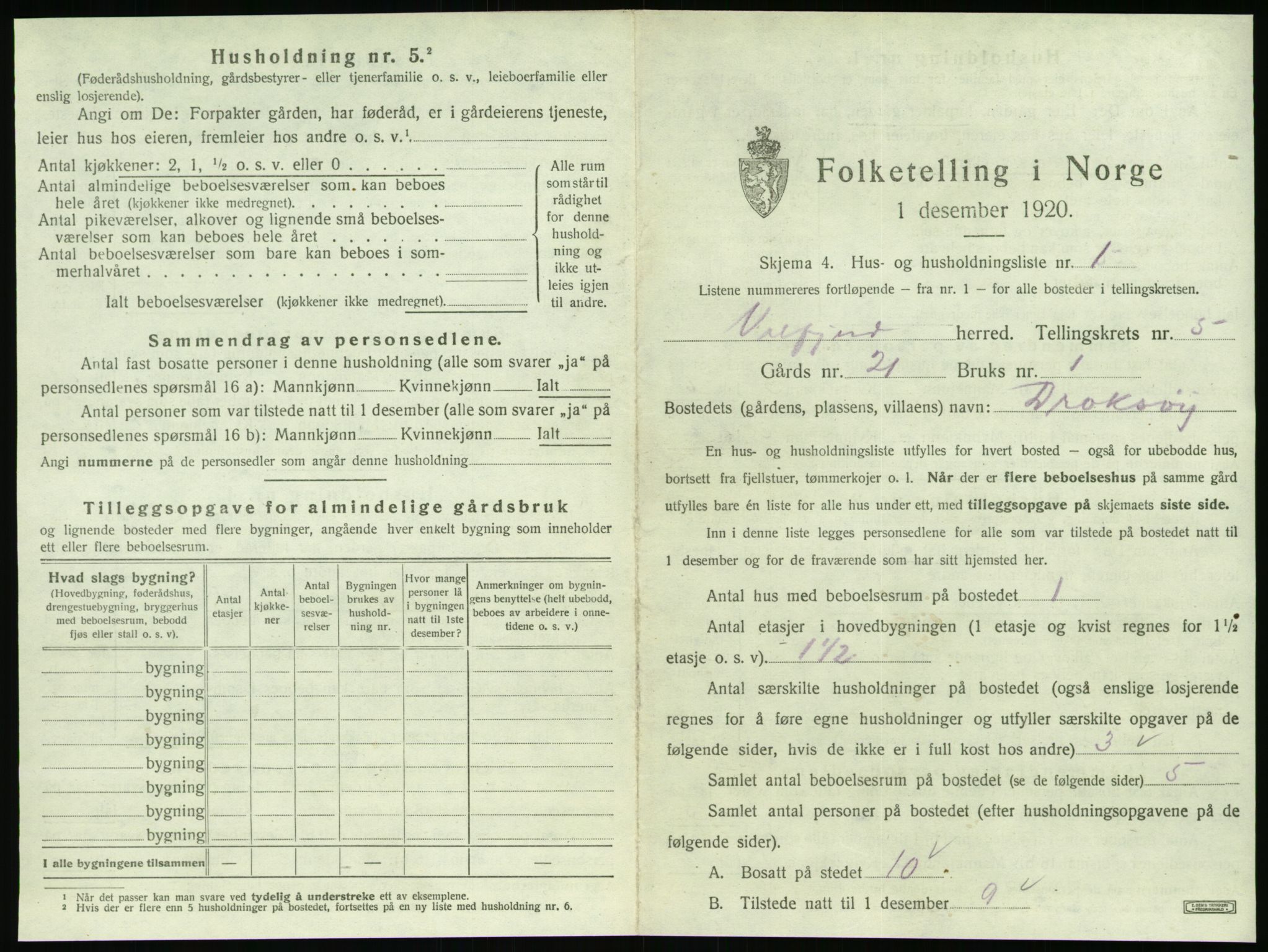 SAT, 1920 census for Velfjord, 1920, p. 471