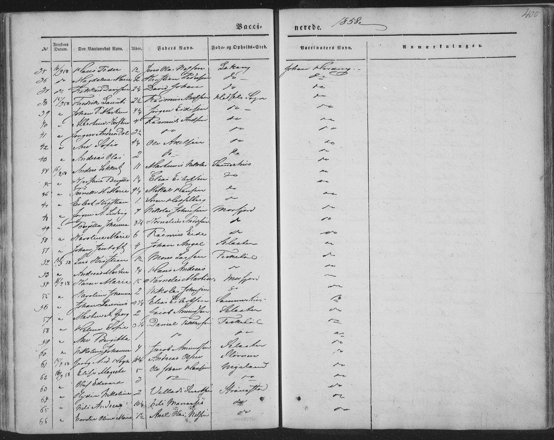 Ministerialprotokoller, klokkerbøker og fødselsregistre - Nordland, AV/SAT-A-1459/888/L1241: Parish register (official) no. 888A07, 1849-1869, p. 400