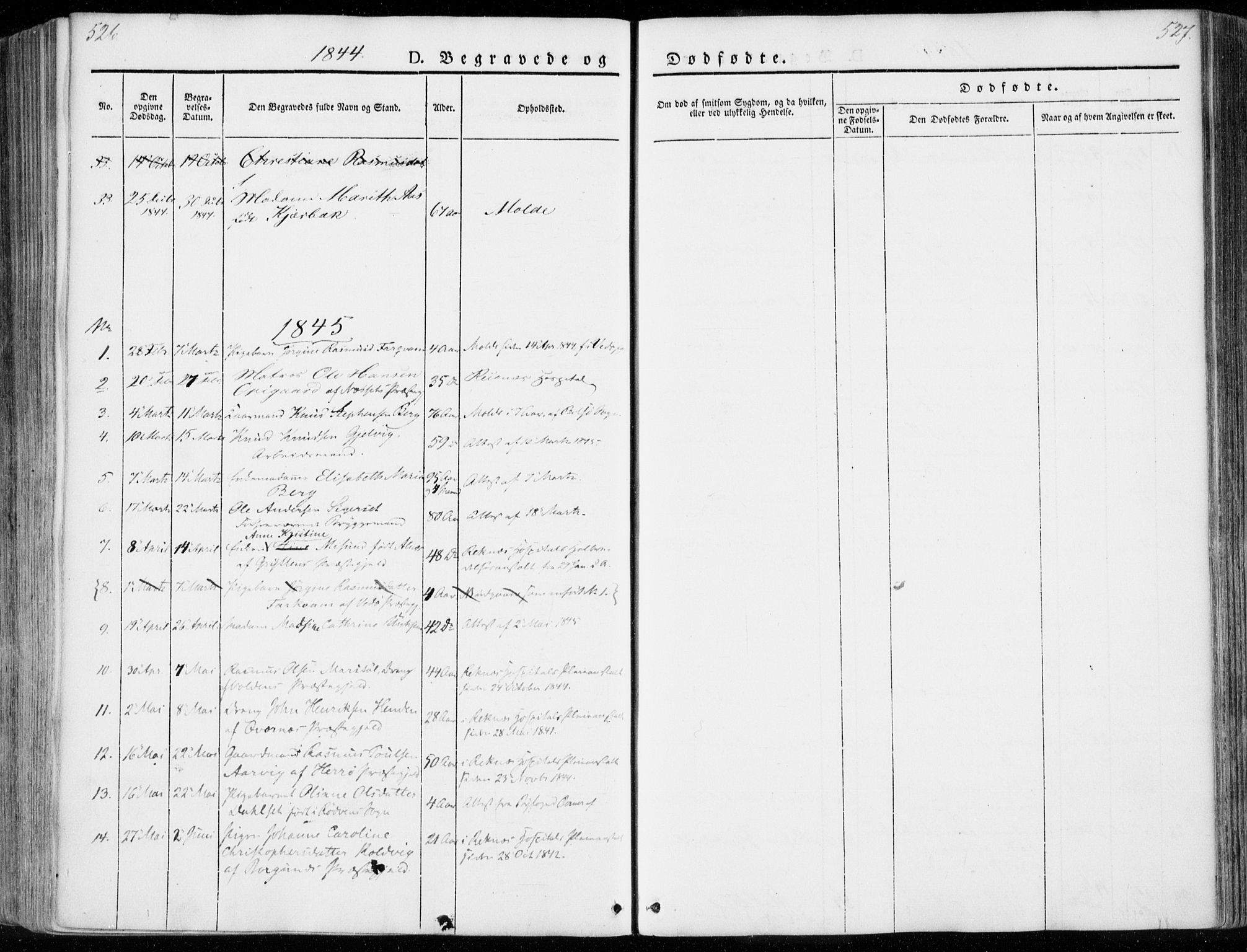 Ministerialprotokoller, klokkerbøker og fødselsregistre - Møre og Romsdal, SAT/A-1454/558/L0689: Parish register (official) no. 558A03, 1843-1872, p. 526-527