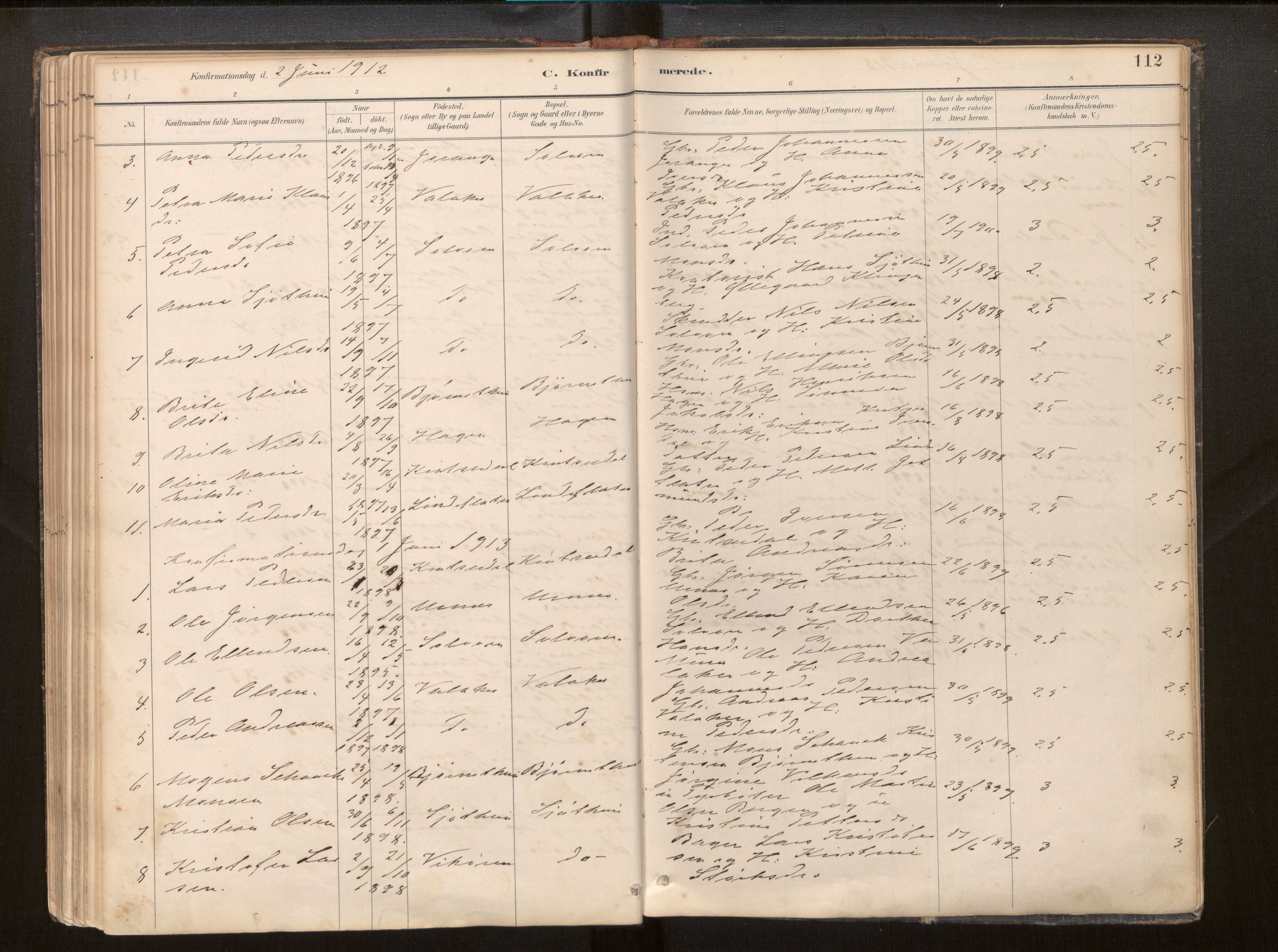 Hafslo sokneprestembete, SAB/A-80301/H/Haa/Haac/L0001: Parish register (official) no. C 1, 1886-1944, p. 112