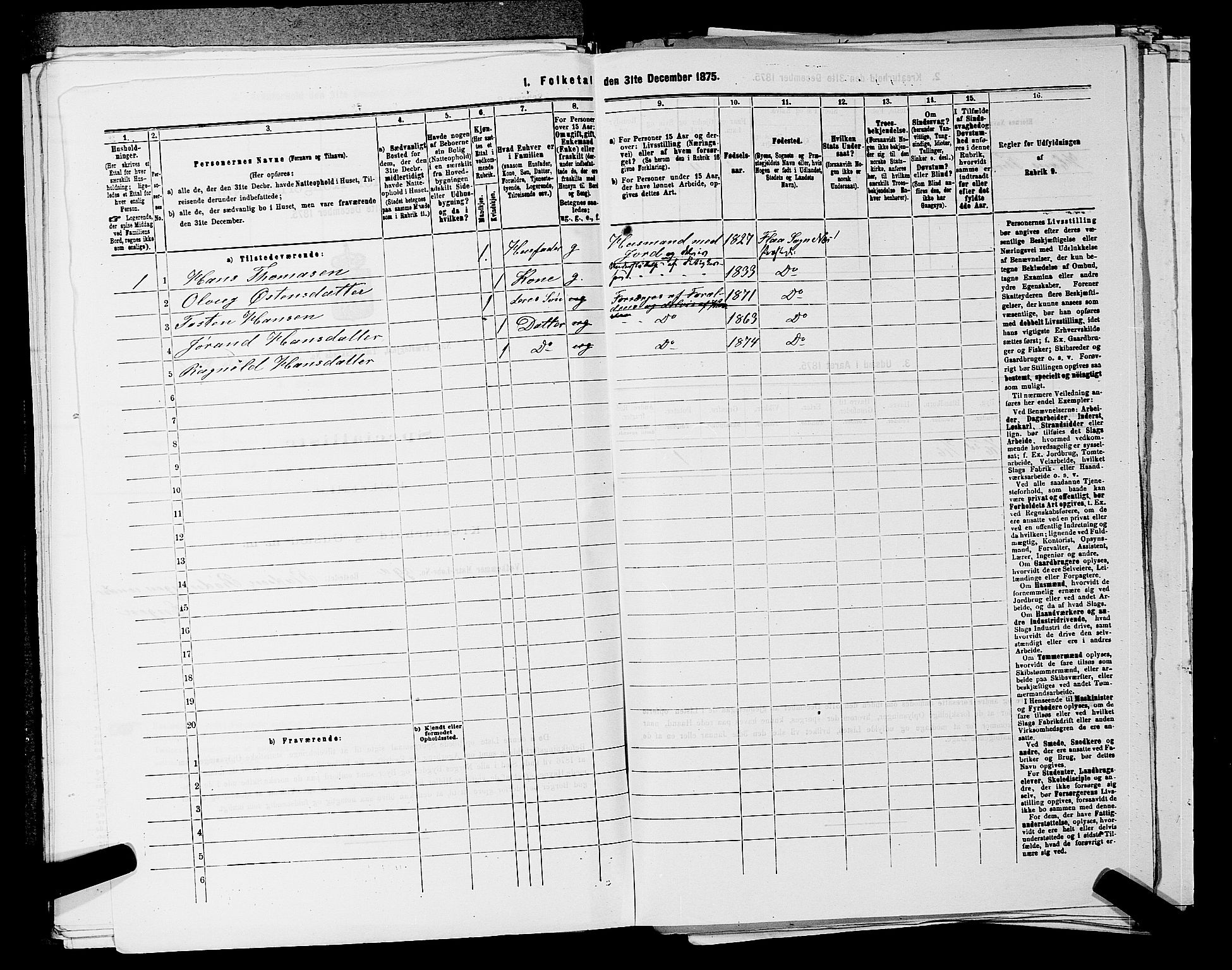 SAKO, 1875 census for 0616P Nes, 1875, p. 1164