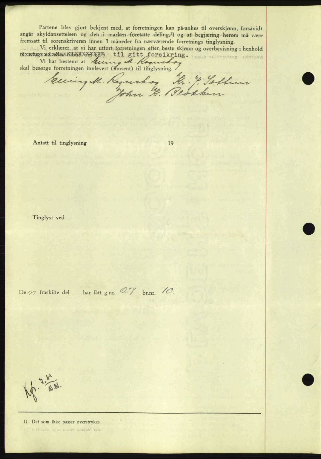 Nordmøre sorenskriveri, AV/SAT-A-4132/1/2/2Ca: Mortgage book no. A94, 1942-1943, Diary no: : 3009/1942