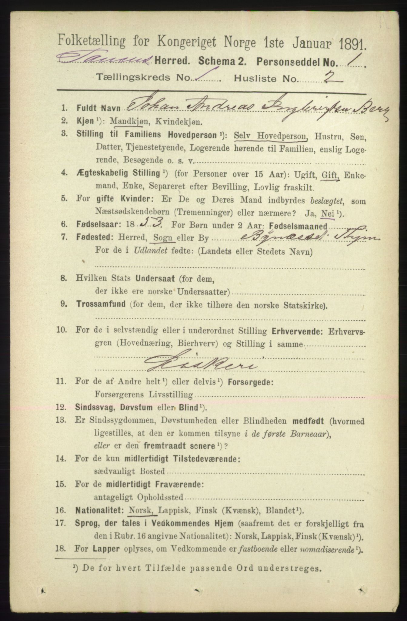 RA, 1891 census for 2025 Tana, 1891, p. 120