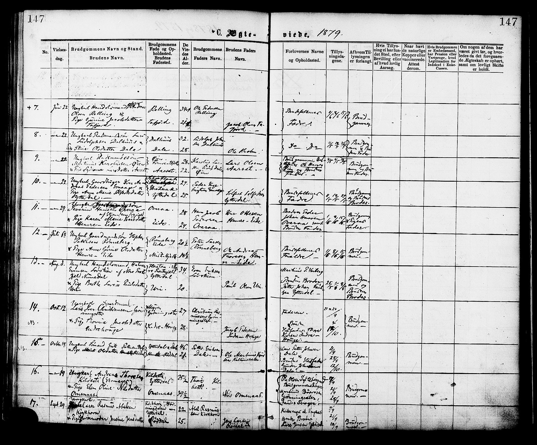 Ministerialprotokoller, klokkerbøker og fødselsregistre - Møre og Romsdal, AV/SAT-A-1454/519/L0254: Parish register (official) no. 519A13, 1868-1883, p. 147