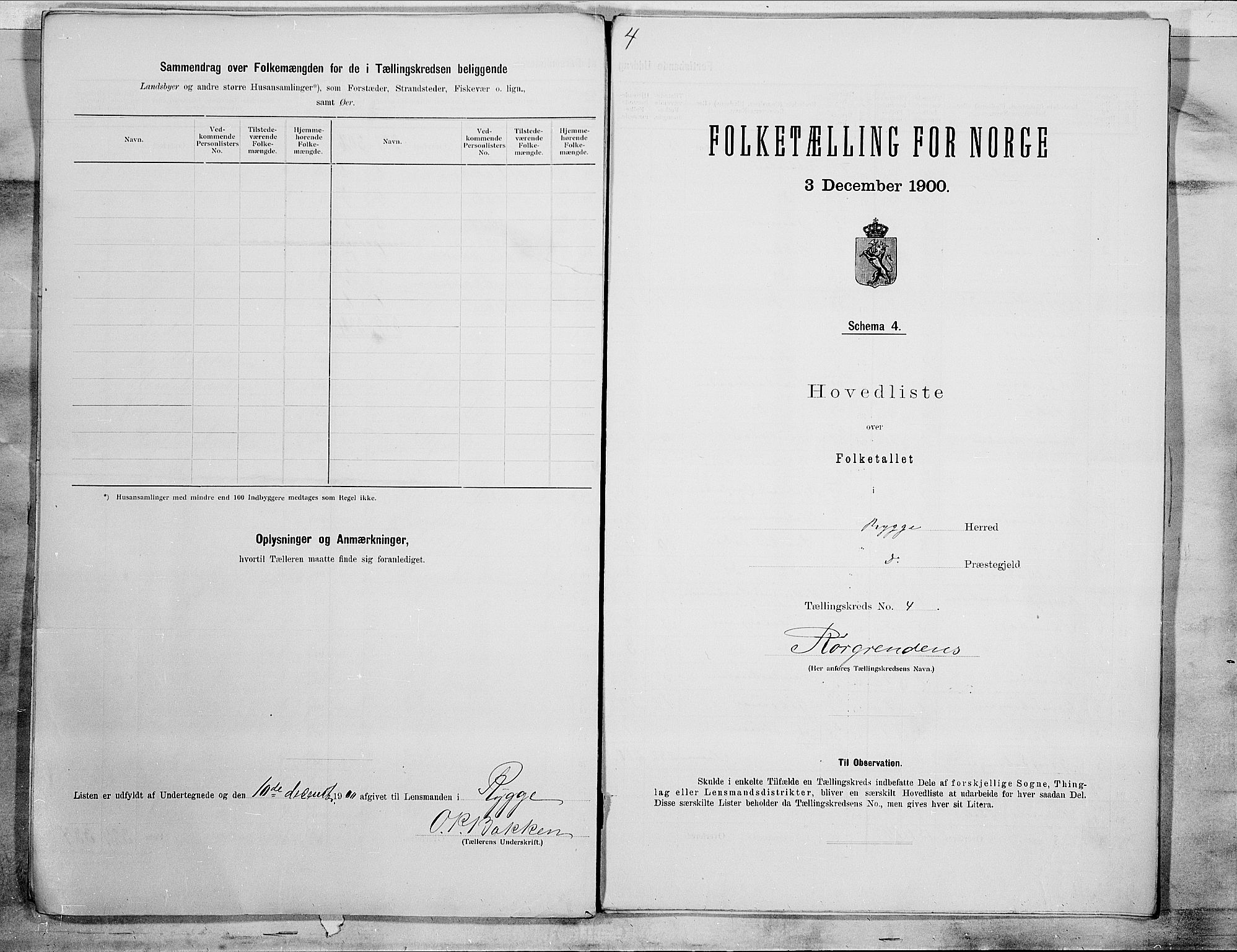 SAO, 1900 census for Rygge, 1900, p. 10