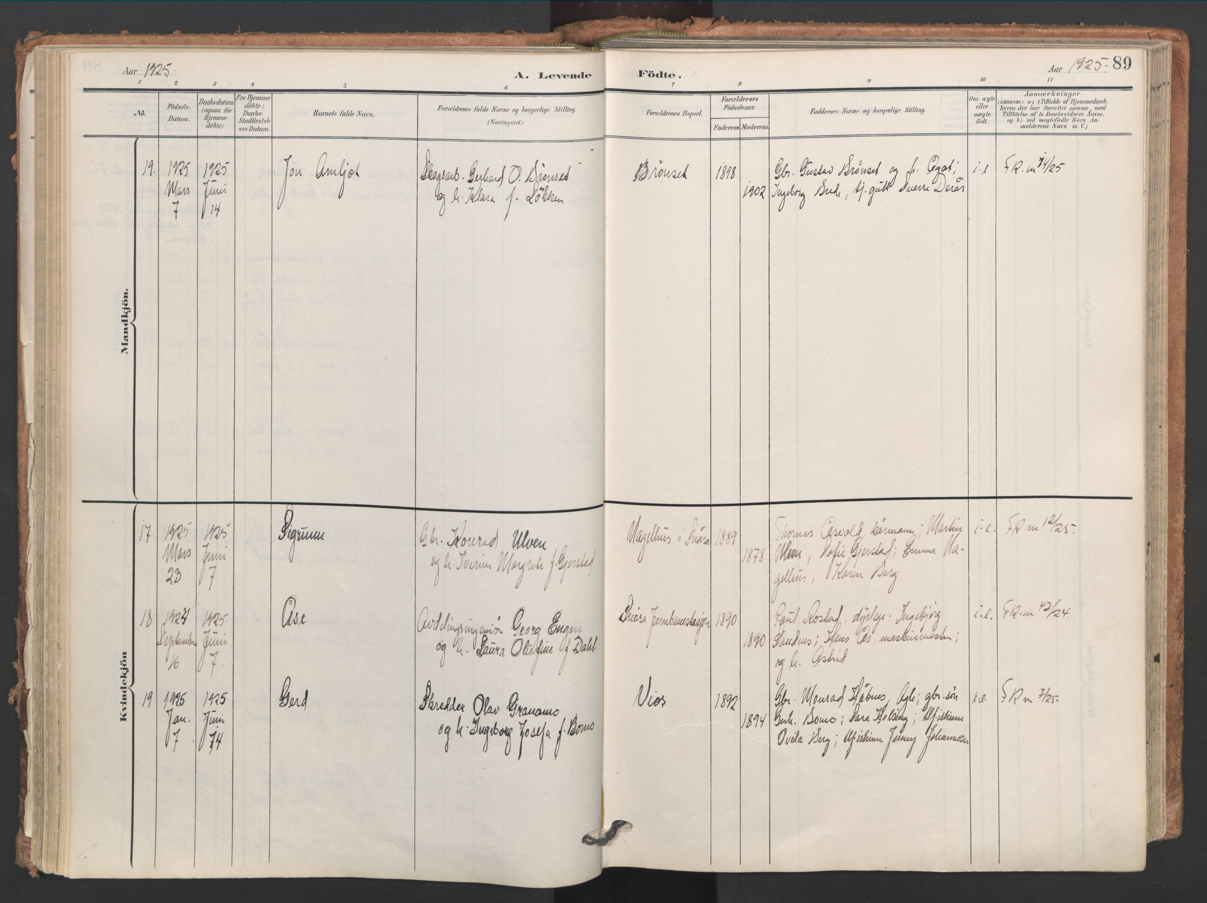 Ministerialprotokoller, klokkerbøker og fødselsregistre - Nord-Trøndelag, SAT/A-1458/749/L0477: Parish register (official) no. 749A11, 1902-1927, p. 89