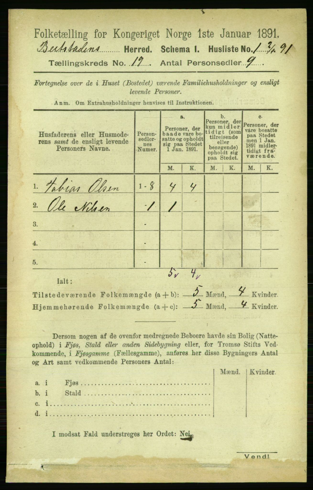 RA, 1891 census for 1727 Beitstad, 1891, p. 4771