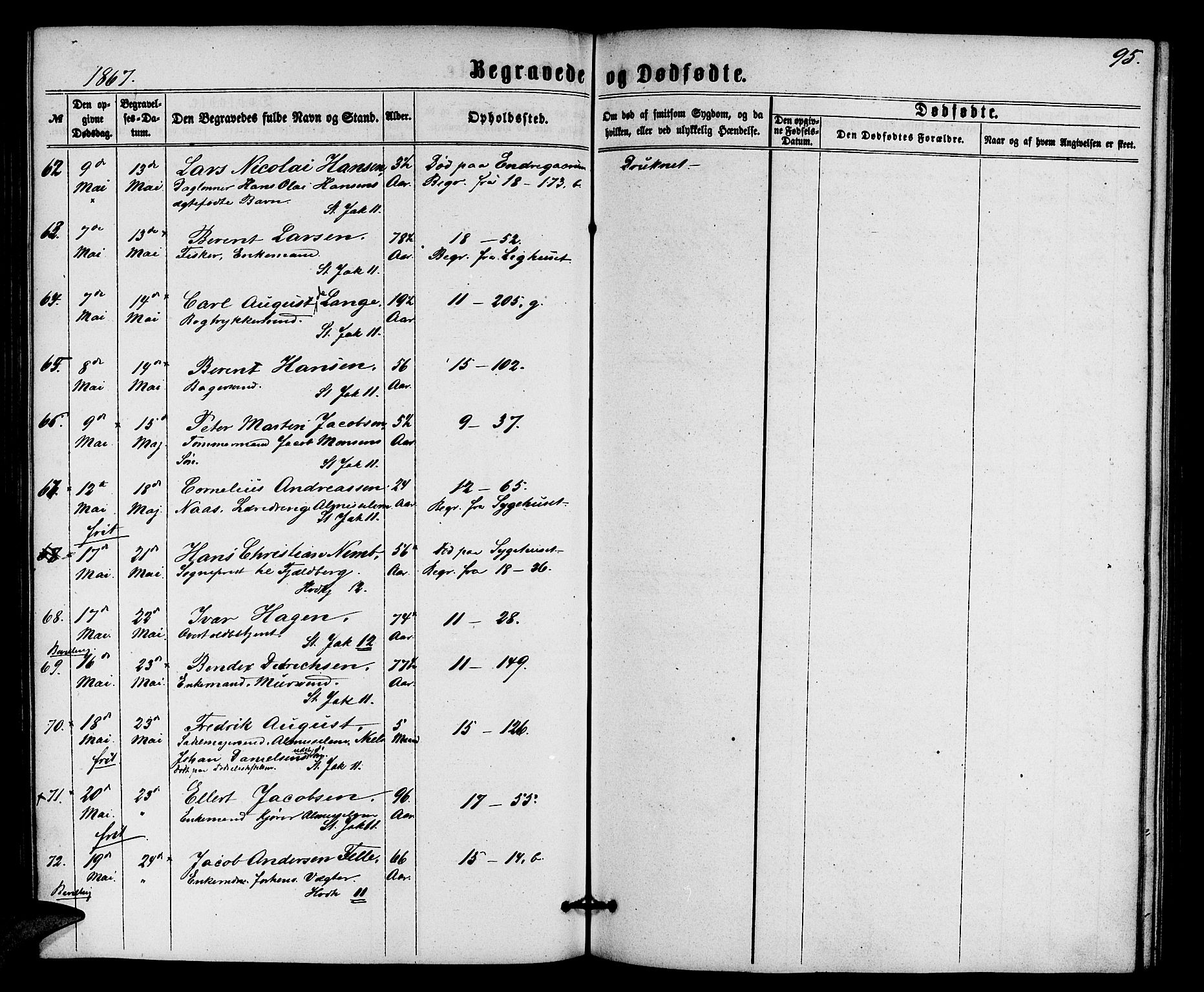 Domkirken sokneprestembete, AV/SAB-A-74801/H/Hab/L0039: Parish register (copy) no. E 3, 1860-1868, p. 95