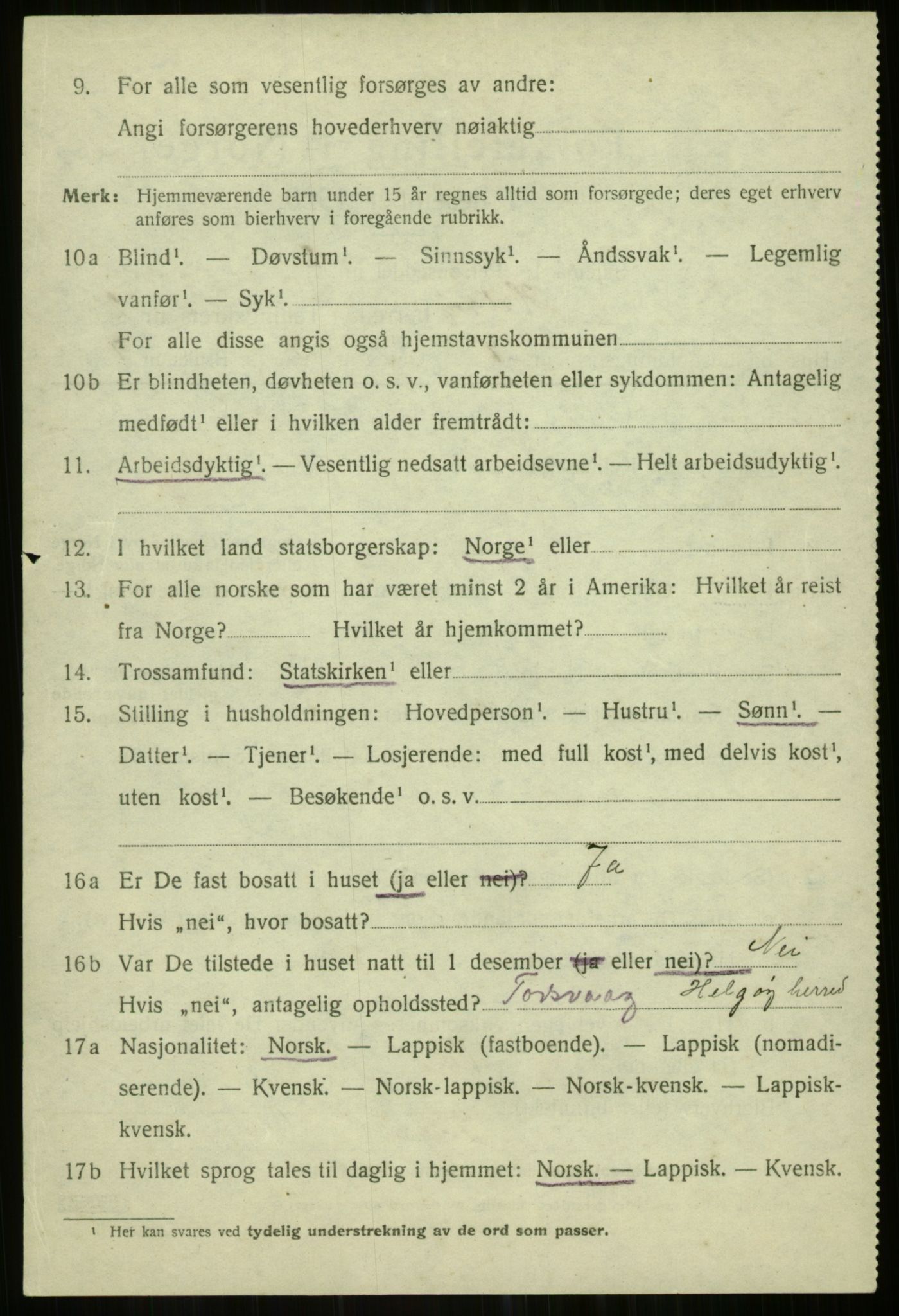 SATØ, 1920 census for Helgøy, 1920, p. 1120