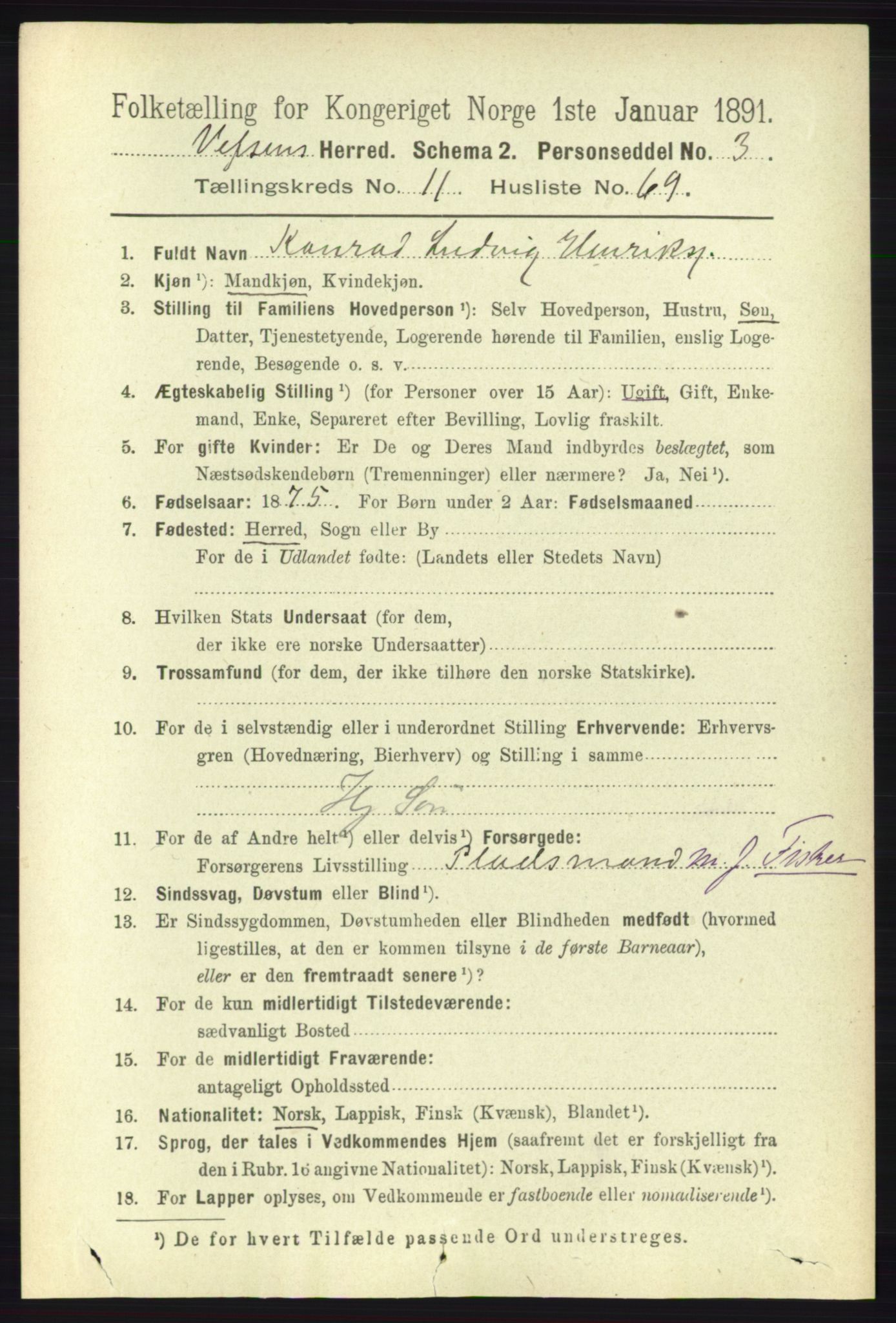 RA, 1891 census for 1824 Vefsn, 1891, p. 6051