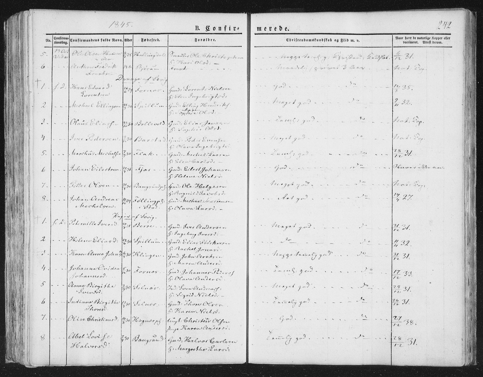 Ministerialprotokoller, klokkerbøker og fødselsregistre - Nord-Trøndelag, AV/SAT-A-1458/764/L0551: Parish register (official) no. 764A07a, 1824-1864, p. 242