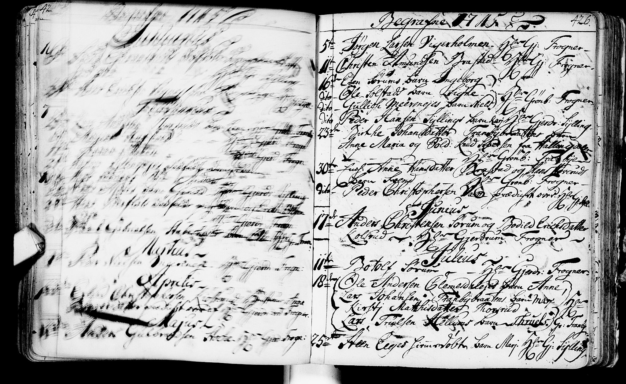 Lier kirkebøker, SAKO/A-230/F/Fa/L0003: Parish register (official) no. I 3, 1727-1748, p. 425-426