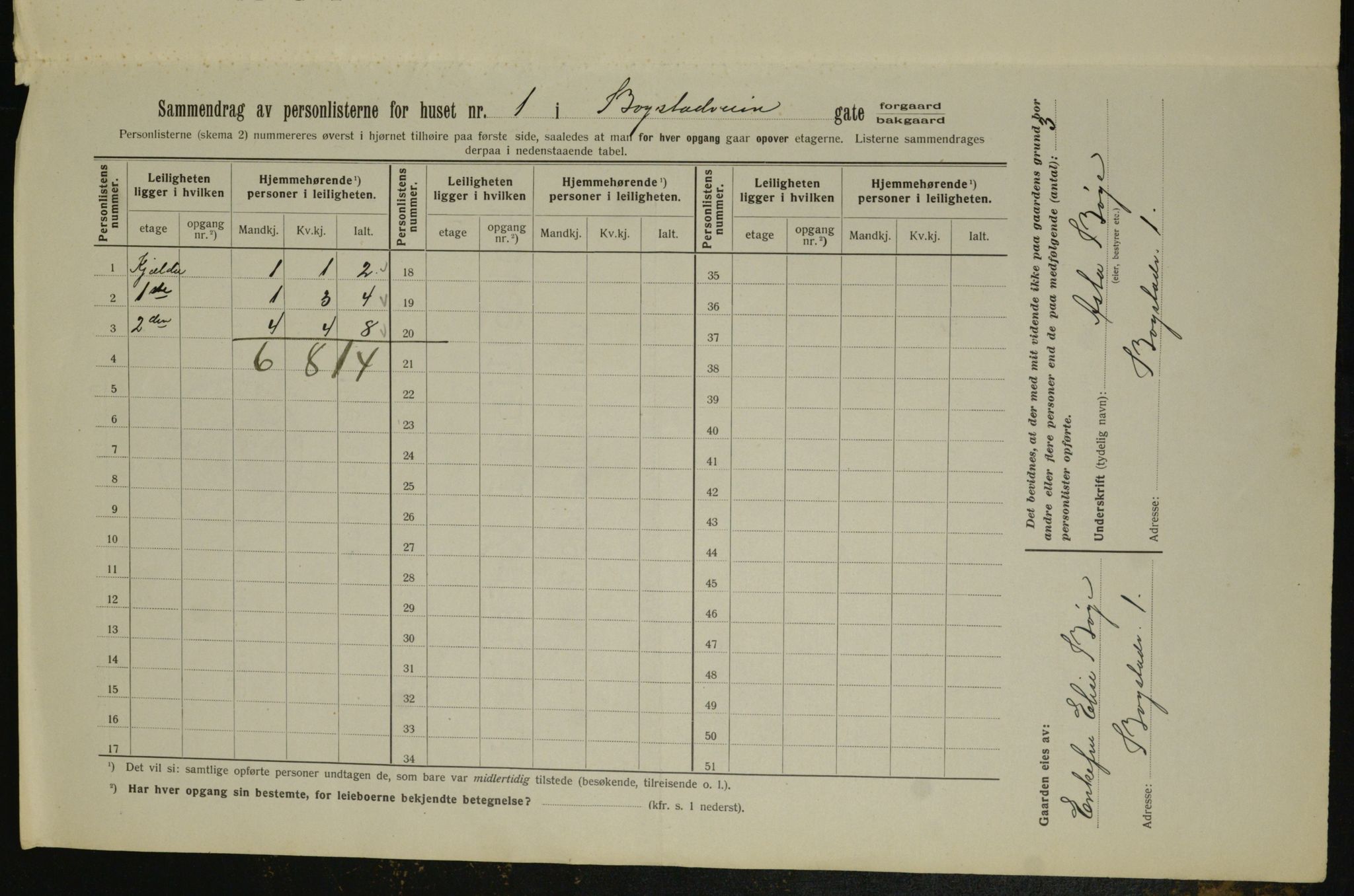 OBA, Municipal Census 1913 for Kristiania, 1913, p. 6649