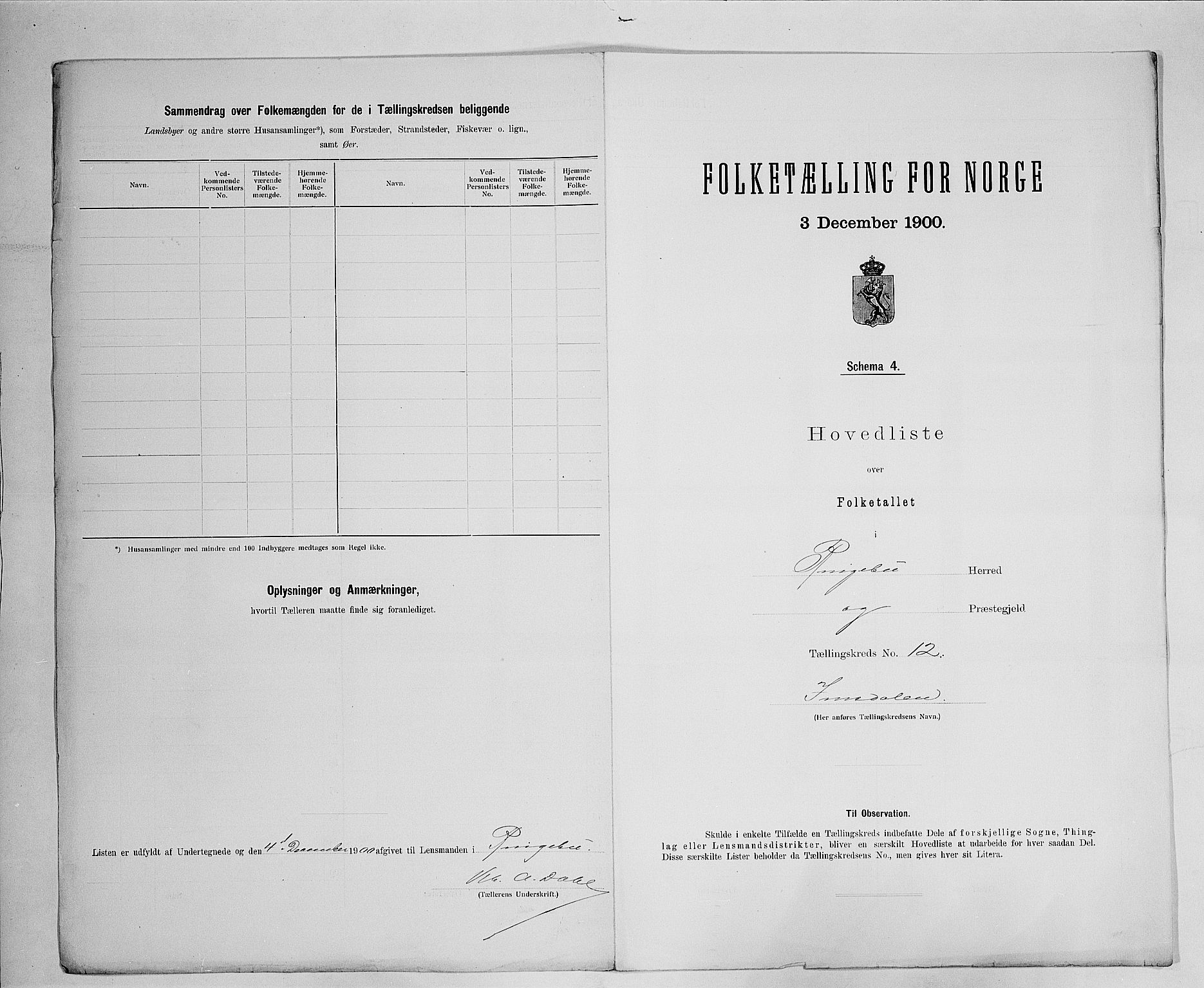 SAH, 1900 census for Ringebu, 1900, p. 43