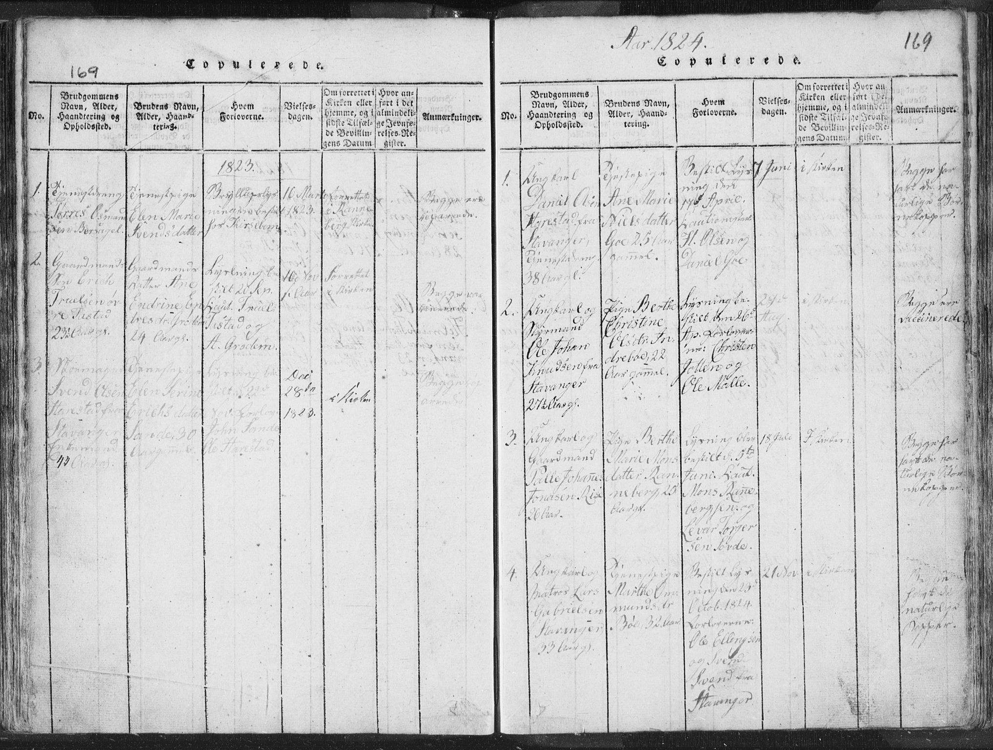 Hetland sokneprestkontor, SAST/A-101826/30/30BA/L0001: Parish register (official) no. A 1, 1816-1856, p. 169