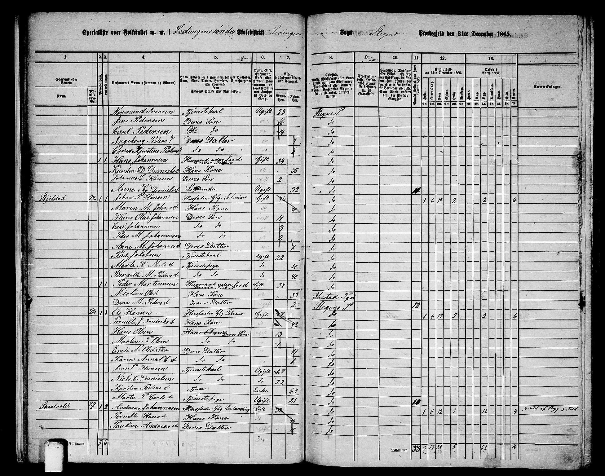 RA, 1865 census for Steigen, 1865, p. 17