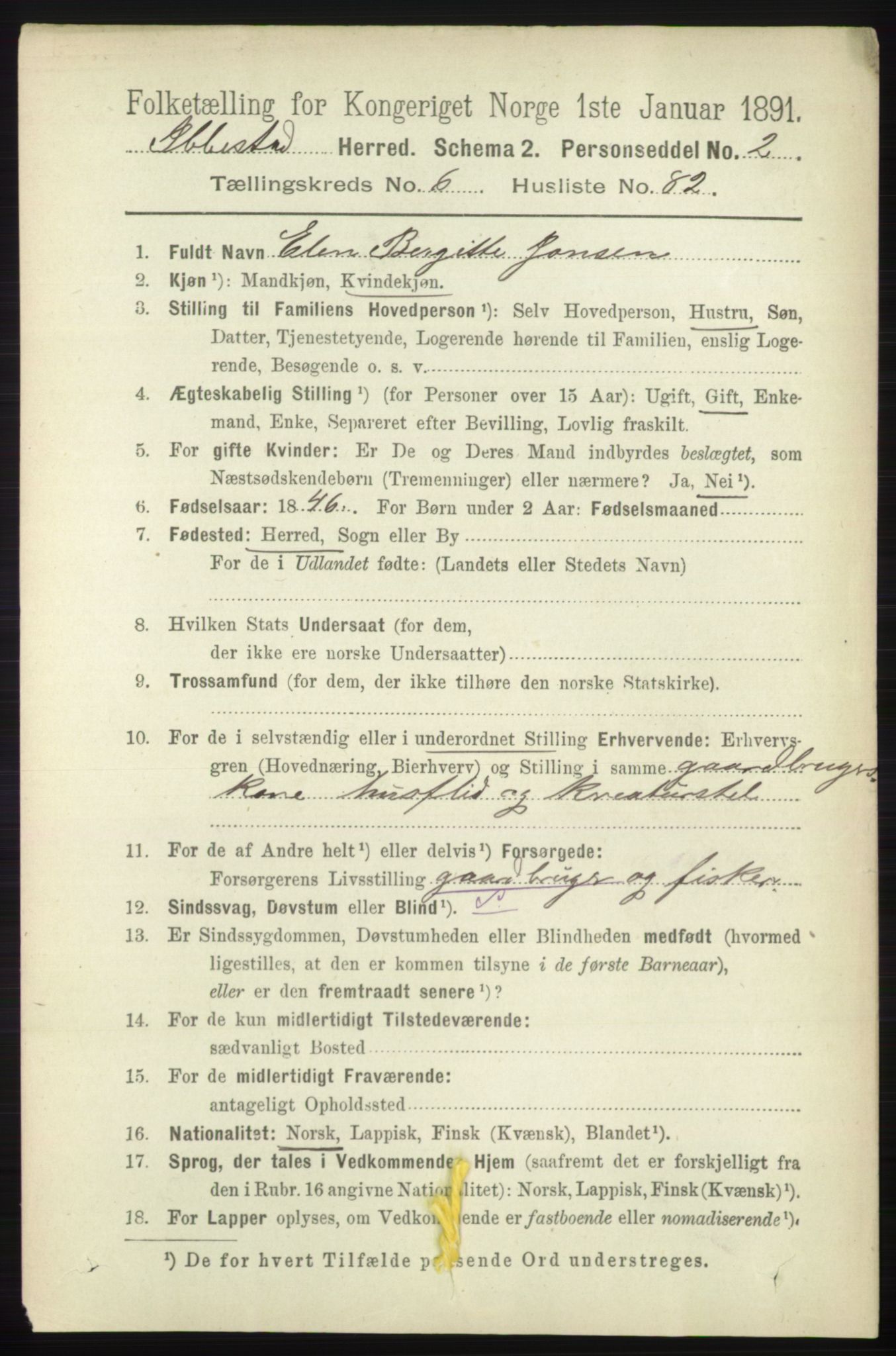 RA, 1891 census for 1917 Ibestad, 1891, p. 4042